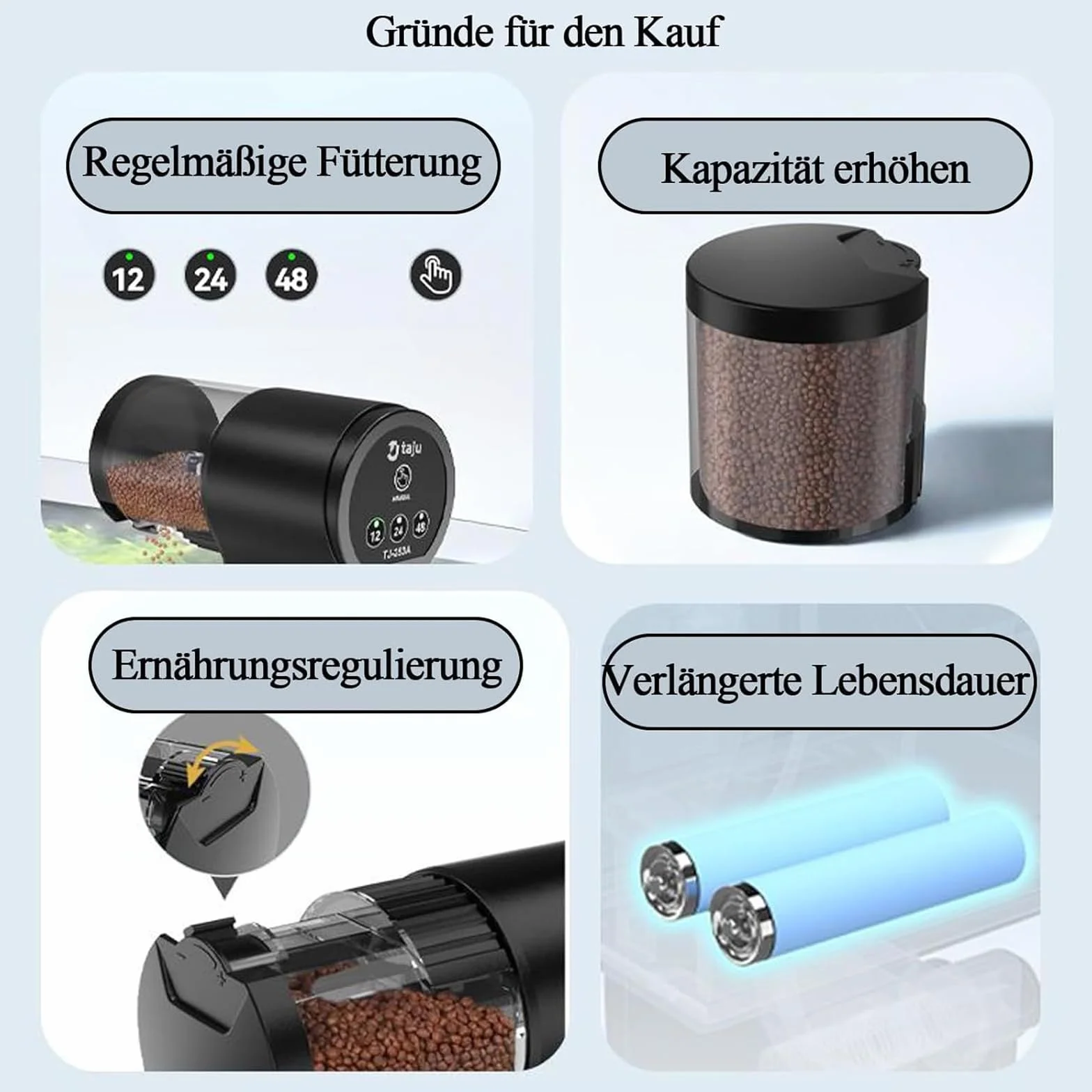 Automat do karmienia ryb GERUI: pojemność 100 ml, wilgotnoścoodporny automat do karmienia ryb do akwarium, zbiornik rybny