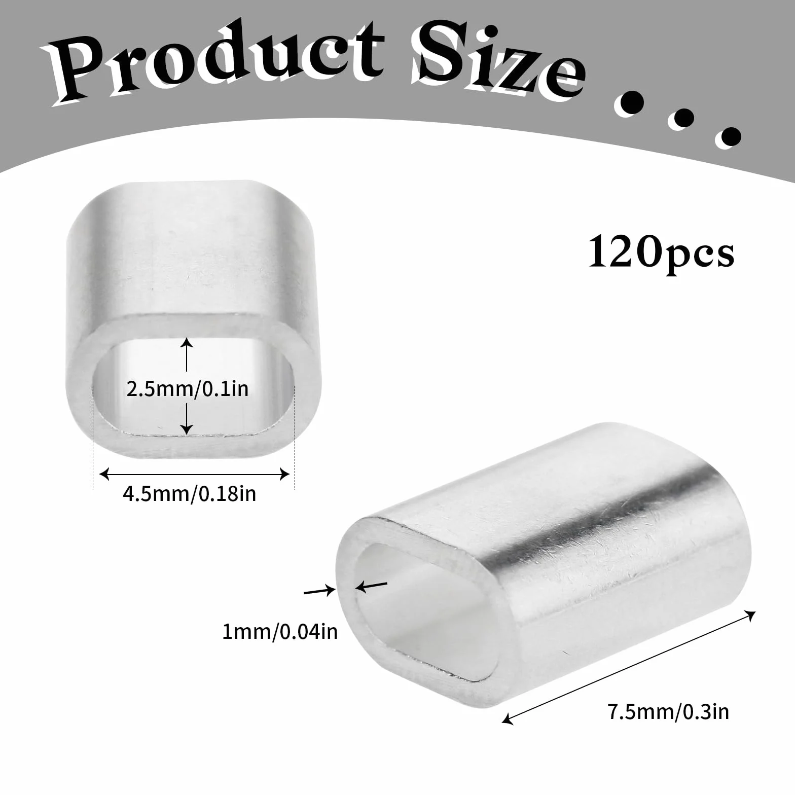 Jeffdad Zacisk linowy 2 mm, 120 szt. tulejek aluminiowych, owalne