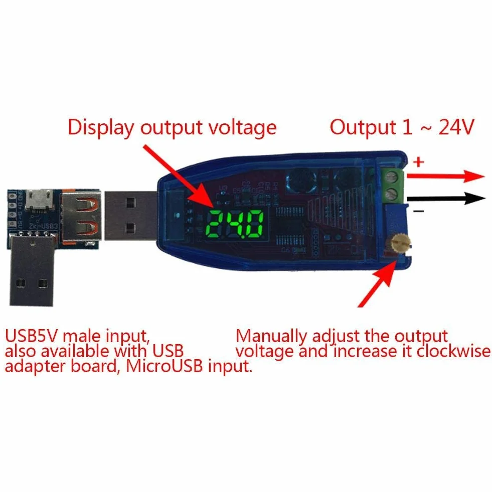 Regulator napięcia DC/DC Step Up/Down 5V-24V Regulowany moduł zasilania USB