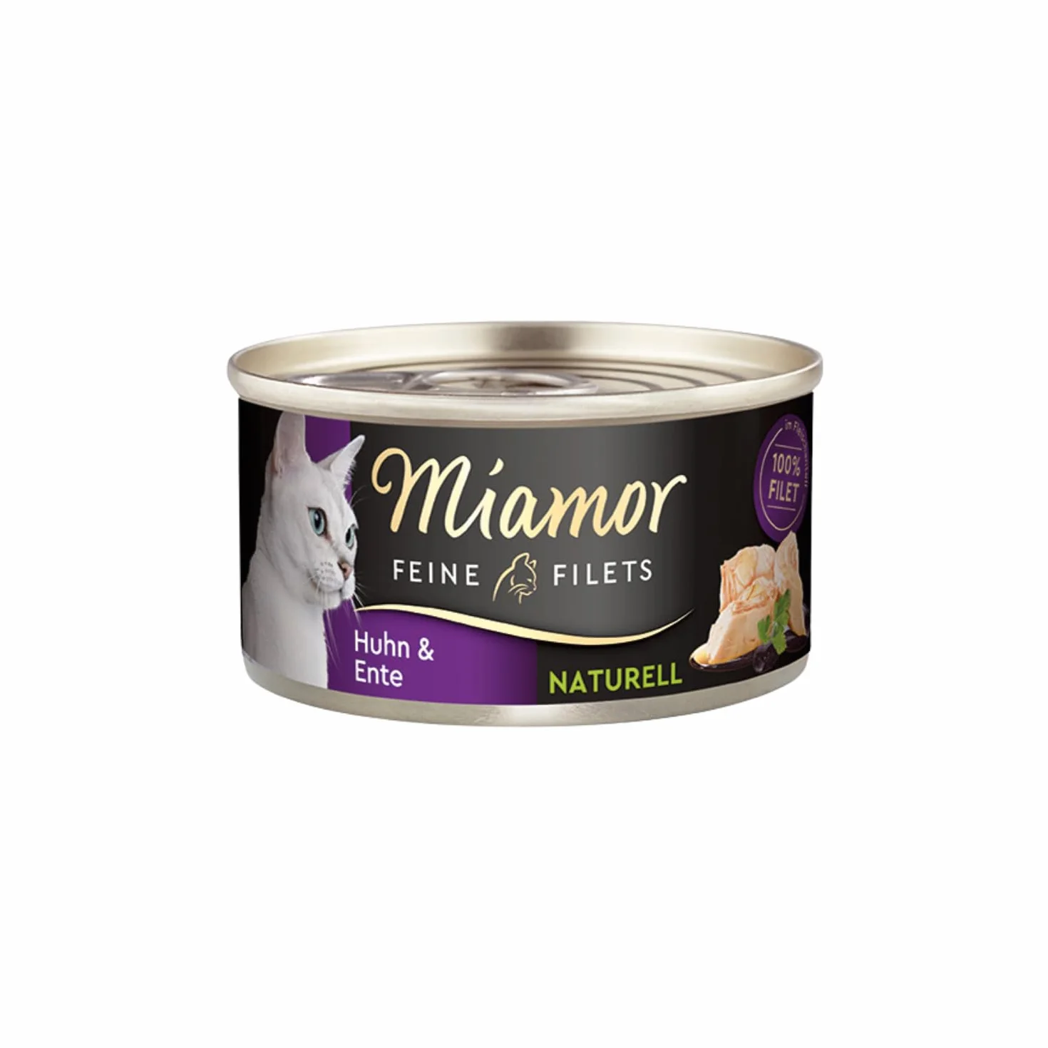 MIAMOR - Delikatne filety Naturelle | mokra karma dla dorosłych kotów z kawałkami filetu we własnym soku. Niskotłuszczowa karma uzupełniająca w puszce bez sztucznych dodatków | 24 x 80 g kurczaka i