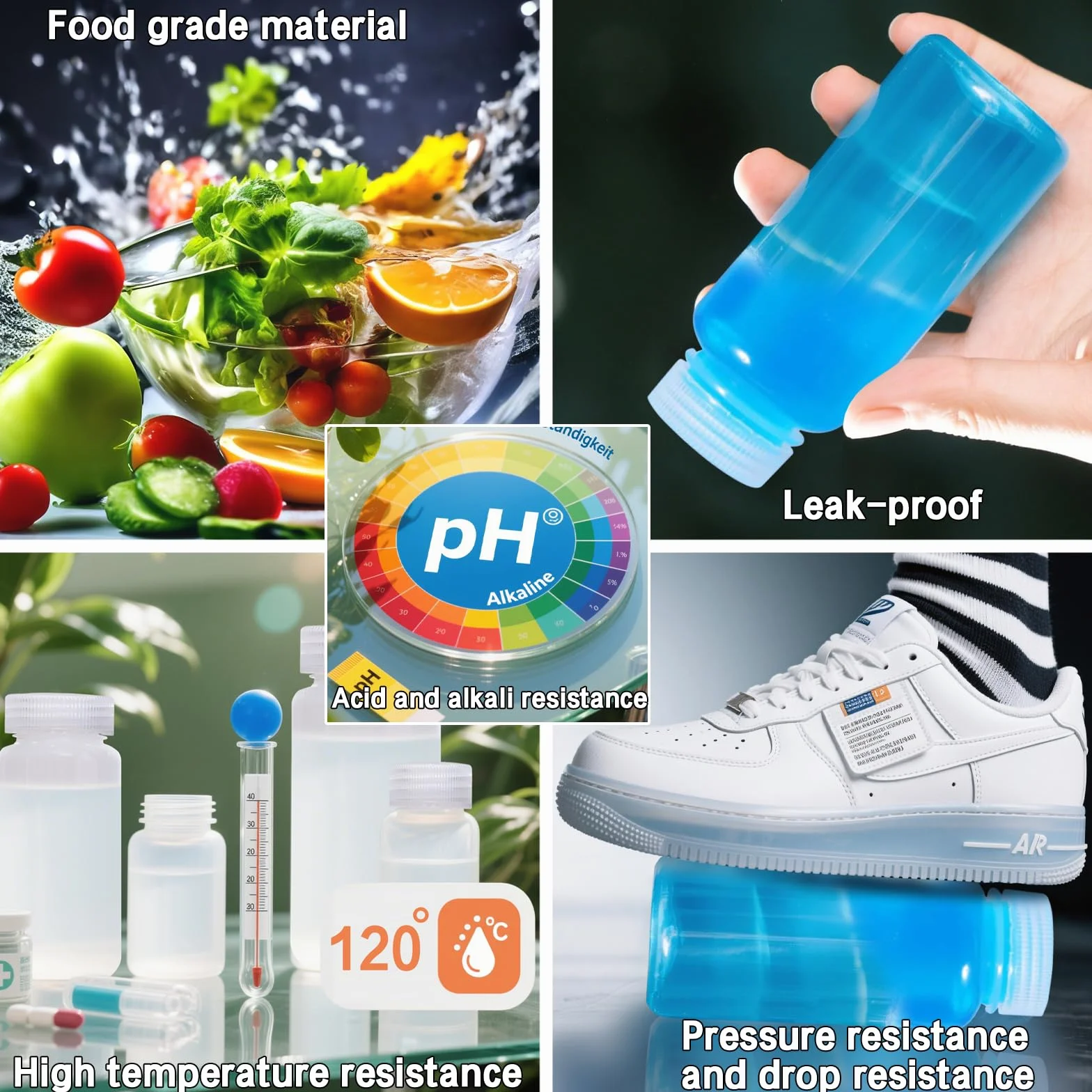 Butelki laboratoryjne HDPE 250 ml z szeroką szyjką, szczelne, do próbek wody