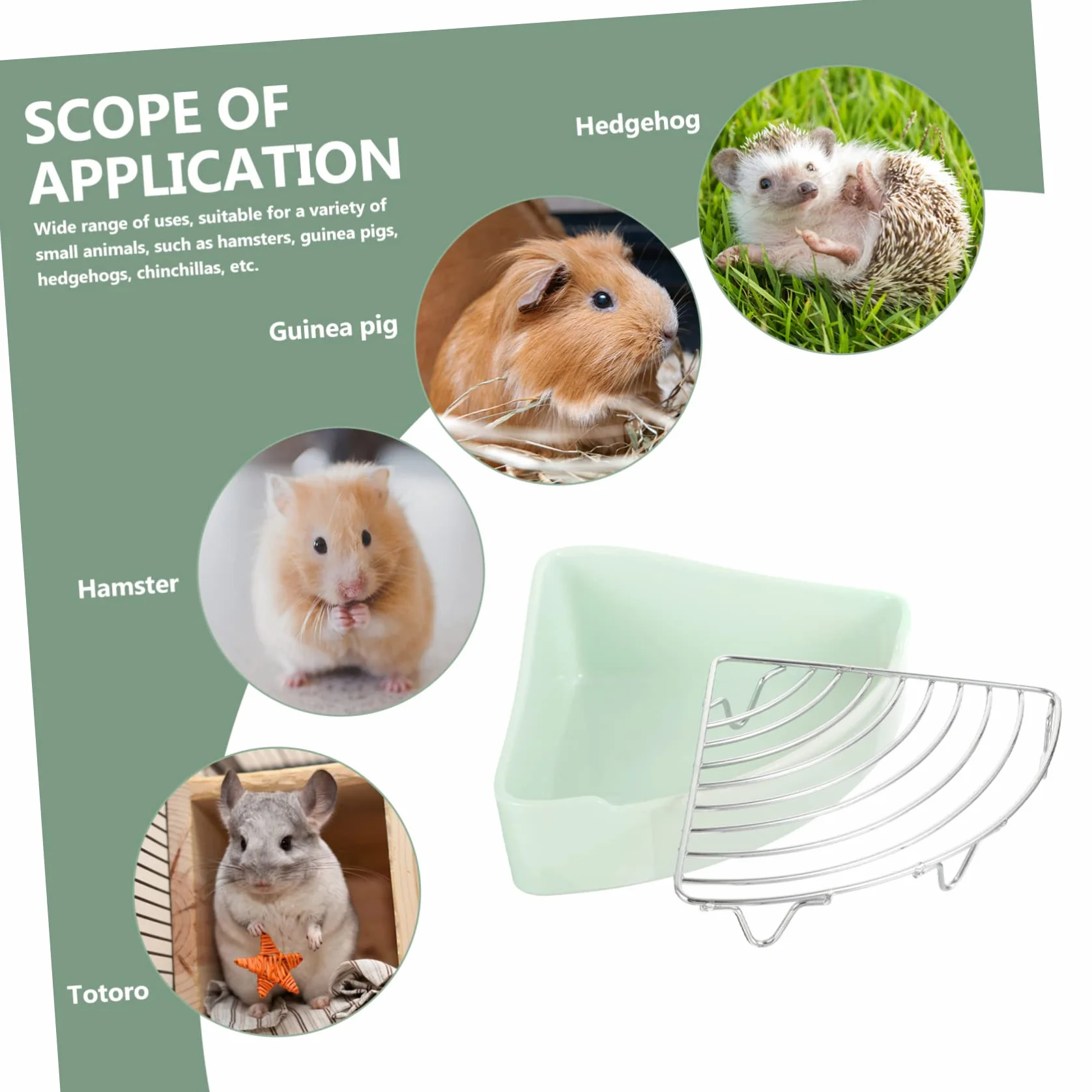 Happyyami Ceramiczny Kącik Toaletowy Dla Małych Zwierząt Trójkątny Przenośny Odporny Przewracanie Idealny Dla Królików Świnek Morskich i Jeży Łatwy Czyszczeniu Zapewnia Czystość