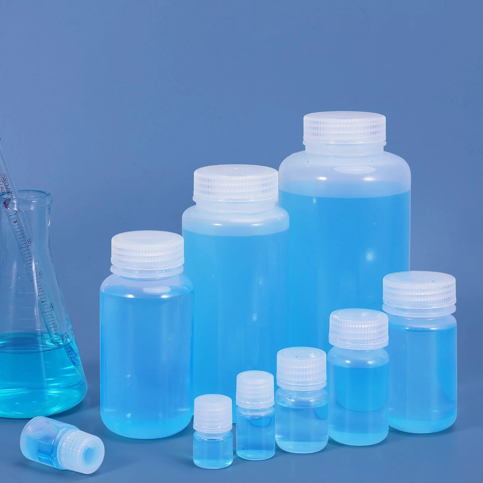 Butelka z odczynnikiem laboratoryjnym PP 250 ml, szczelna, przezroczysta pojemnik chemiczny