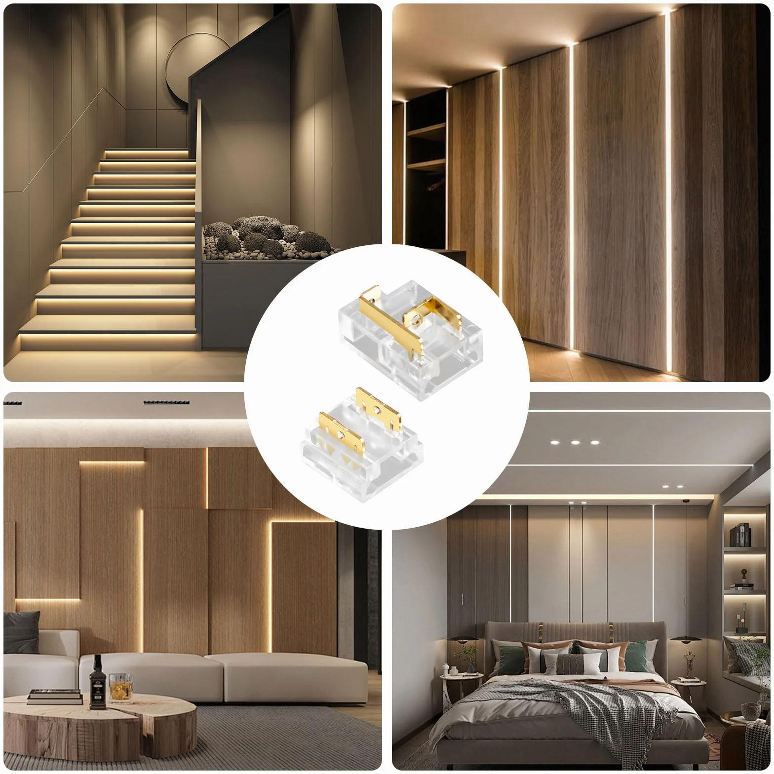 12 sztuk łączników narożnych LED, 2-biegunowe 8 mm L/T LED, bez ciemnej strefy, do 2835/3528 LED i 2-biegunowych COB LED