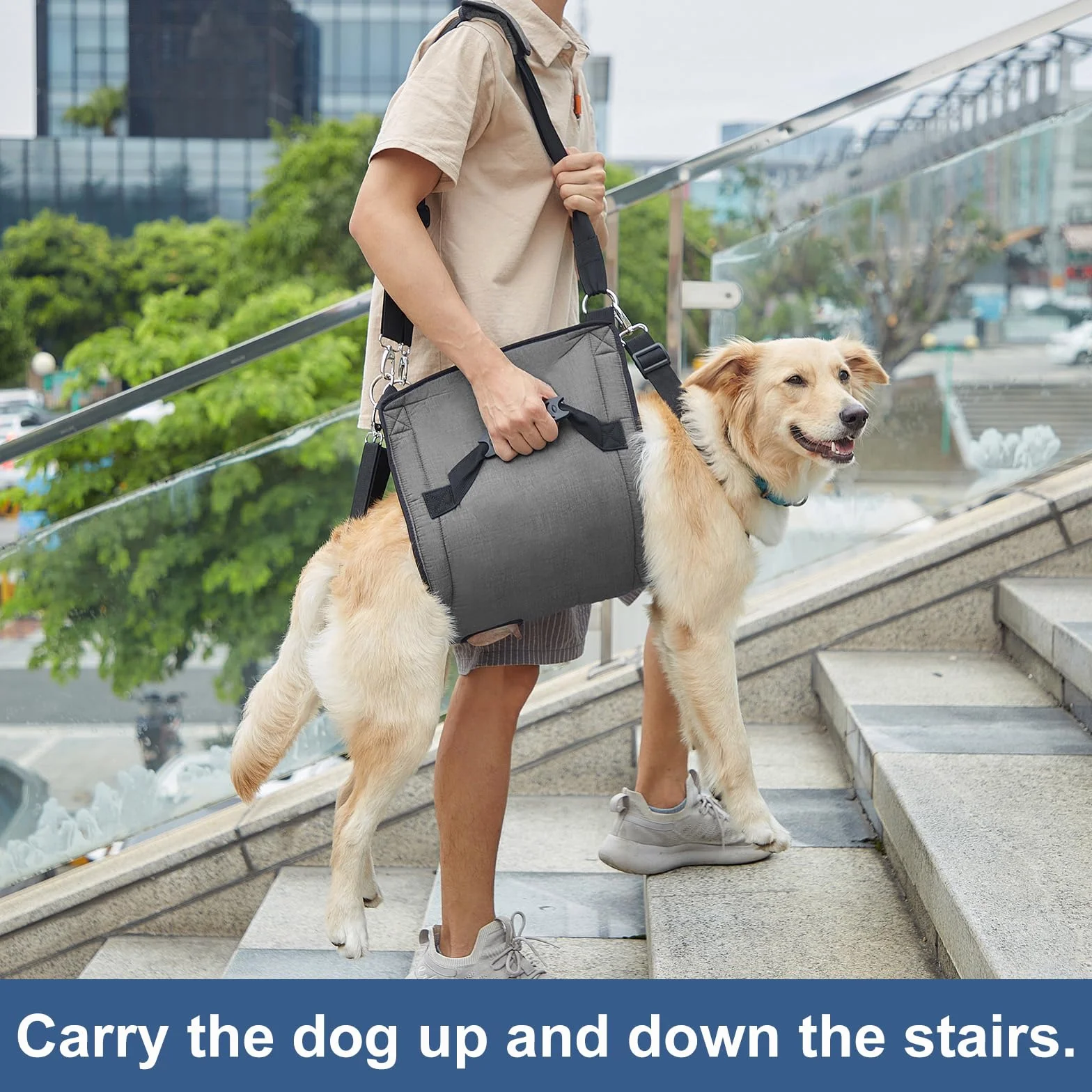 COODEO Dog Carry Sling, Plecak awaryjny dla zwierząt Nogi Wsparcie Dog Lift Harness, Przewoźnik dla psów Artretyzm (XL, czarny)