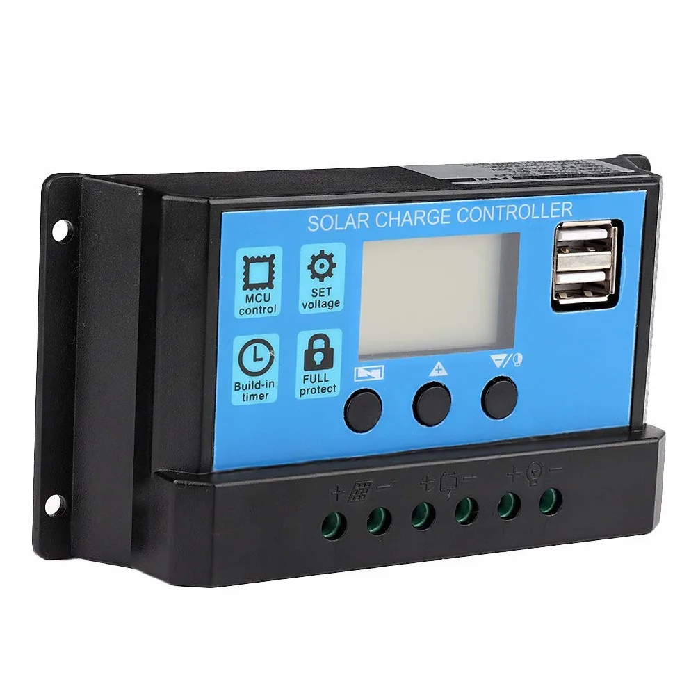 Controlador de carga solar PWM 30A 12V 24V automático