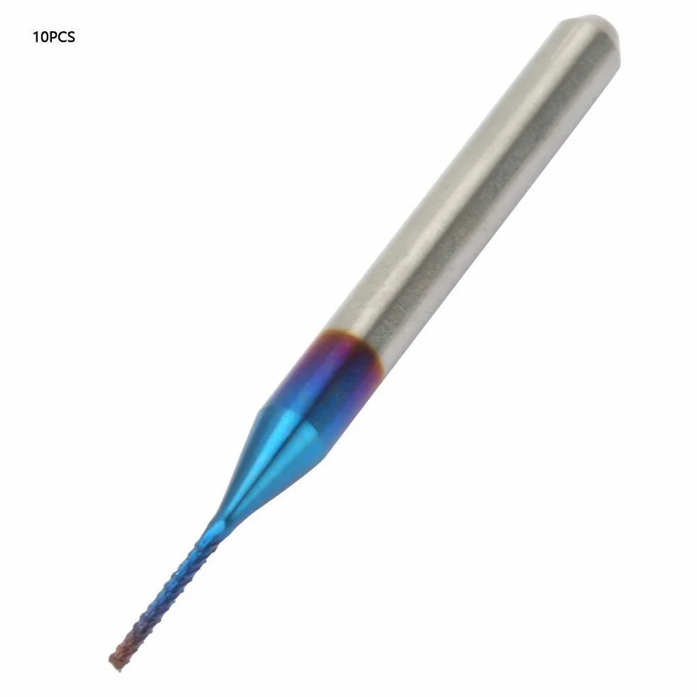 Wolframfräser Blau Beschichtet Spiralfräser Fräsmaschine CNC Fräser Set 0.8mm