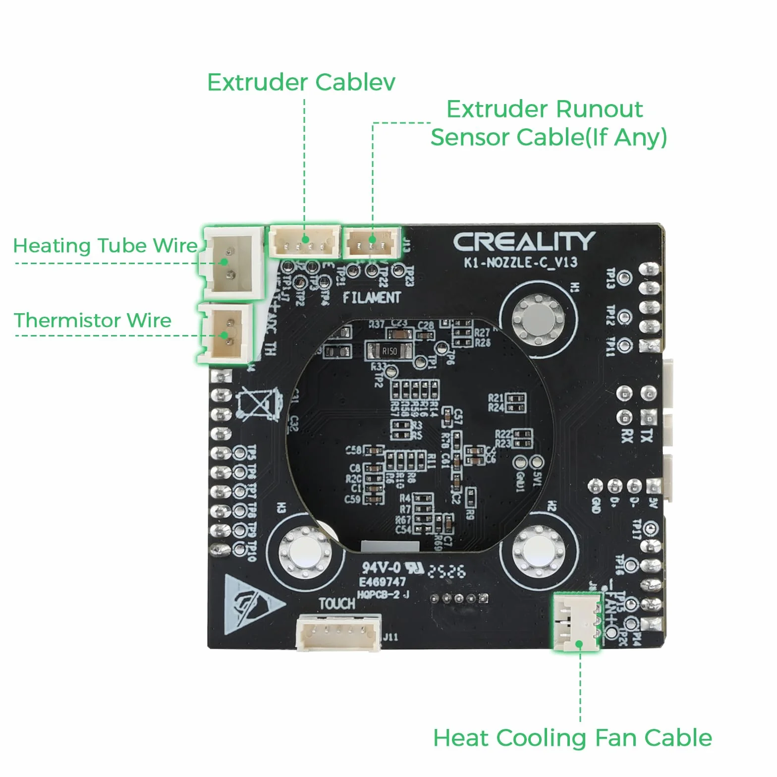 Creality Upgrade K1/K1 Max/K1C/K1 SE płyta adaptera Hotend, oficjalny adapter dyszy OEM PCB głowica narzędziowa PCBA oryginalny zestaw zastępczy płytki akcesoria do drukarki 3D