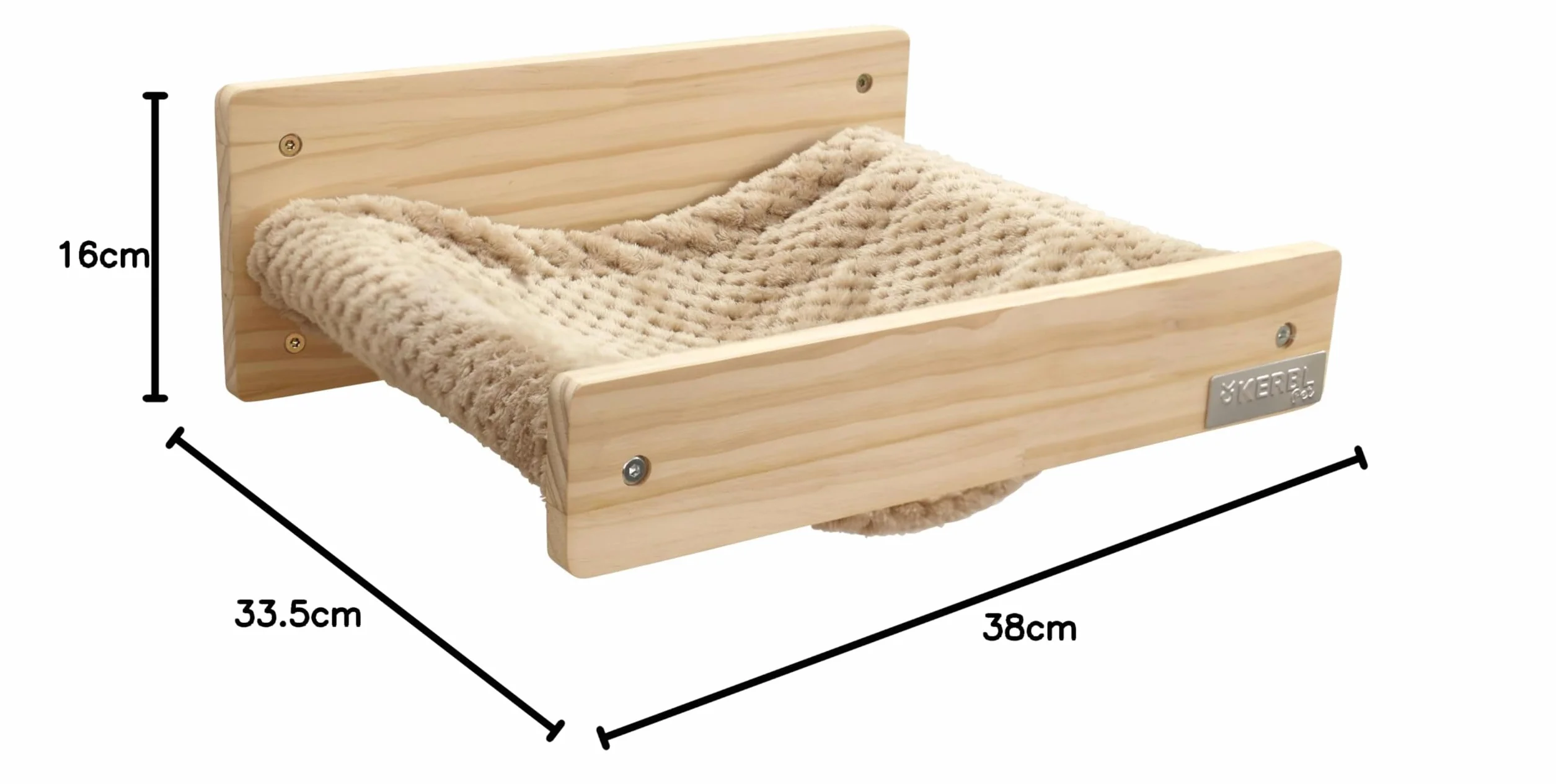 Hamak ścienny Timber, 38 x 33,5 x 16 cm, naturalny/taupe