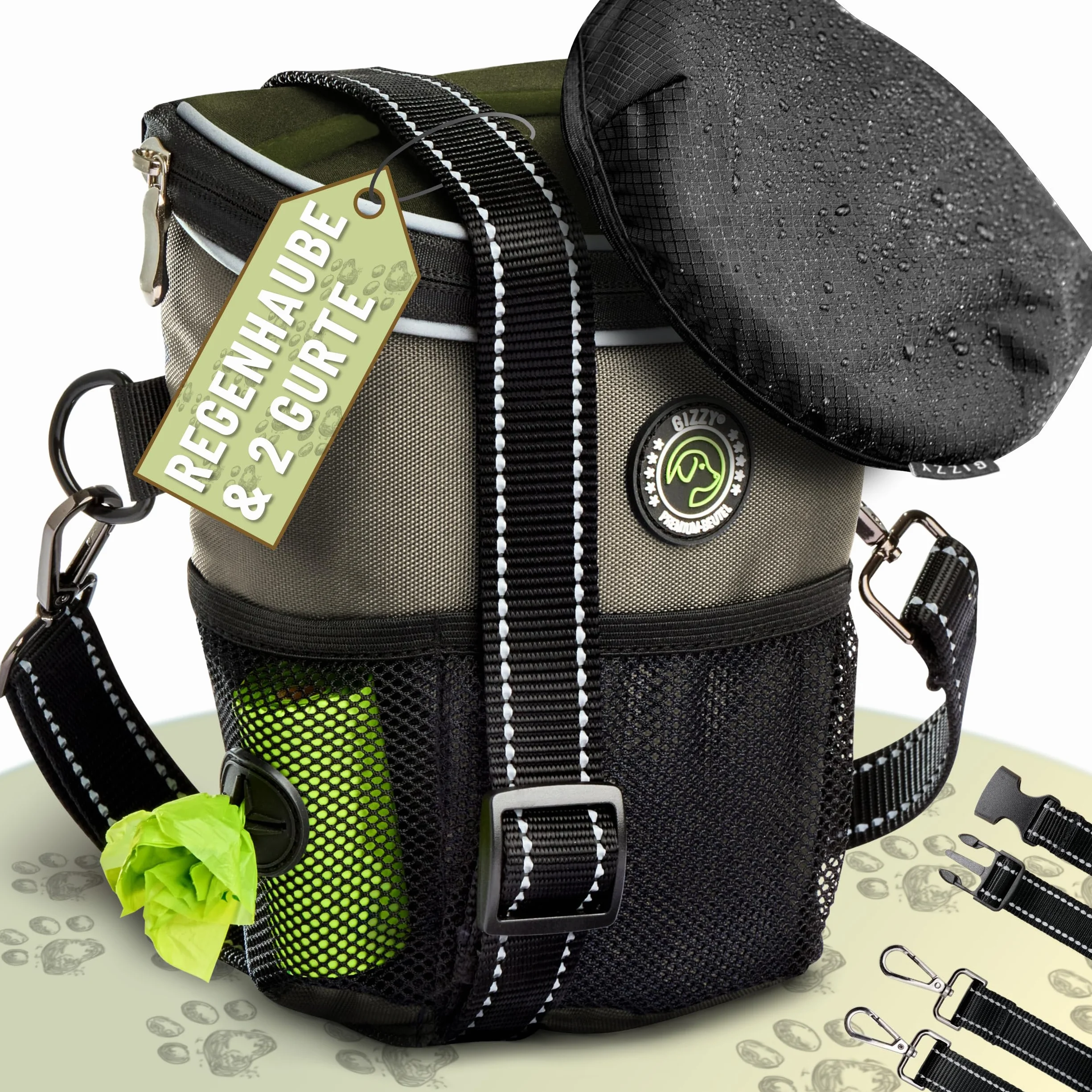 GIZZY® DAS ORIGINAL - Leckerlibeutel für Hunde - Innovative Einhand-Öffnung zur blitzschnellen Belohnung - Futterbeutel Hunde für Training & Welpenerziehung (Light-Gold)