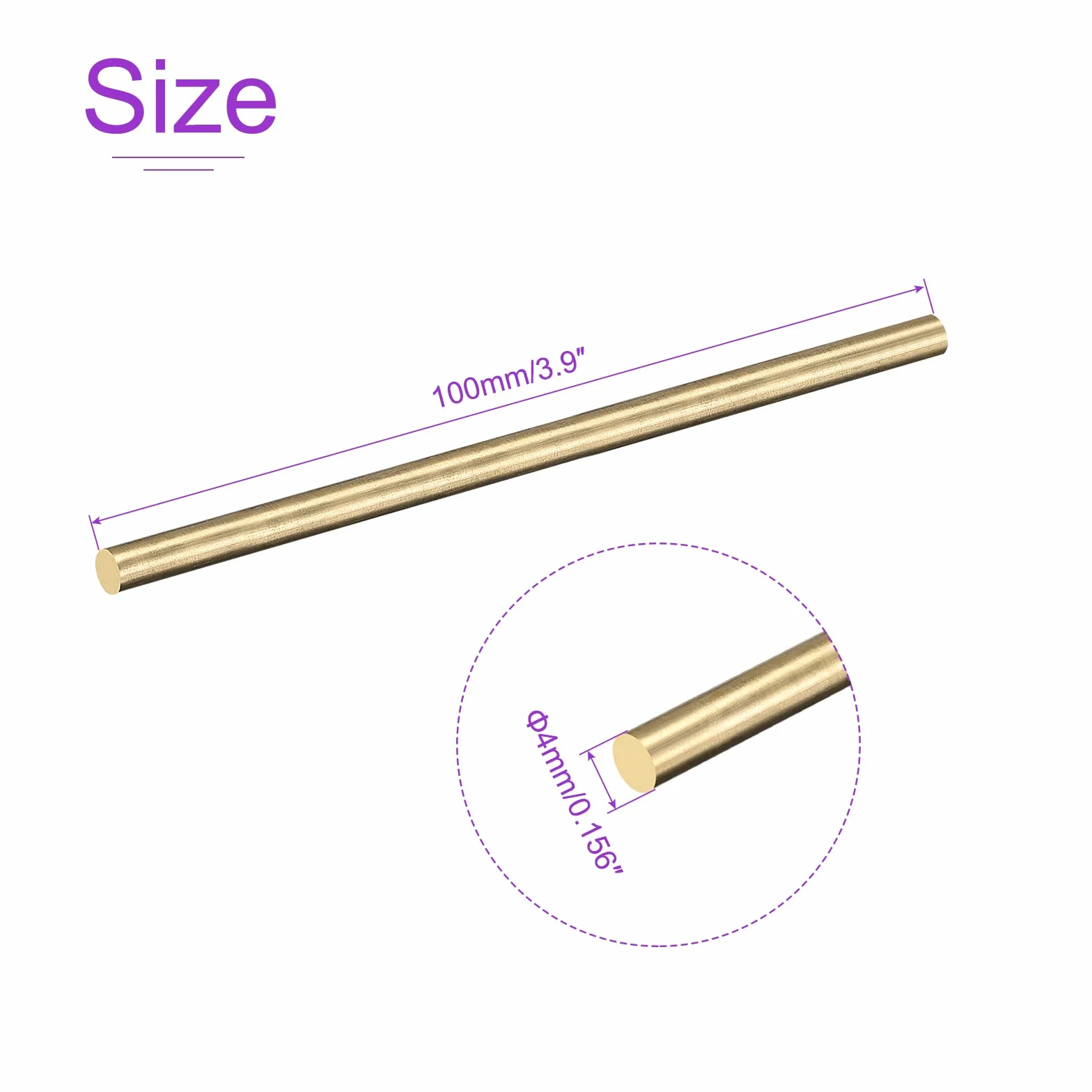DMiotech 2 opakowanie 4mm x 100mm, solidny mosiądz okrągły pręt, mosiądz pręt tokarka akcja pręt do majsterkowania rzemiosło