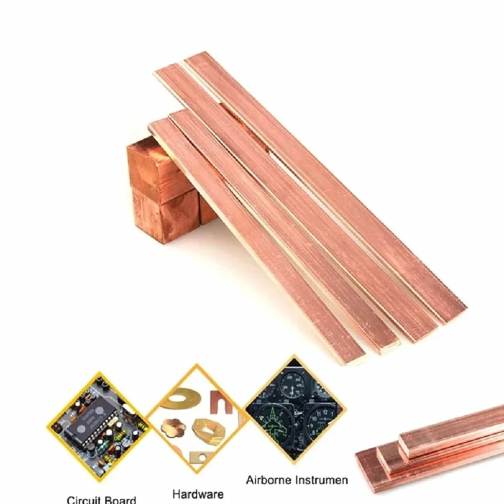 Płaska taśma miedziana - 2 szt. Miedziany pręt gruby 1 mm czysta miedź Prostokątna stała blacha o szerokości 5/6-40 mm Długość 500 mm,Width: 10mm