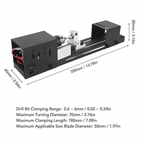 Mini maszyna tokarska, regulowana 7 prędkość tokarki do drewna, 8000RPM tokarka do metalu dla koralików, biżuterii, rzemiosła, Zastosowanie brzeszczotu 50mm/1.97in