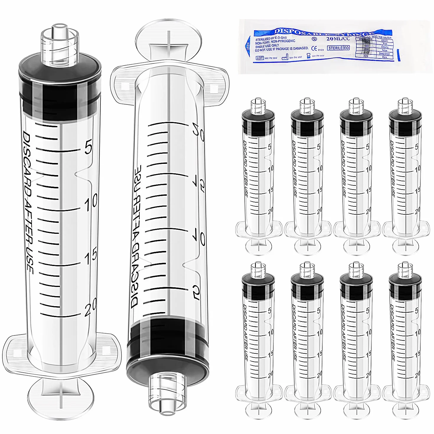 Strzykawka 20ml Luer Lock do Pomiaru Cieczy Laboratorium 10 sztuk