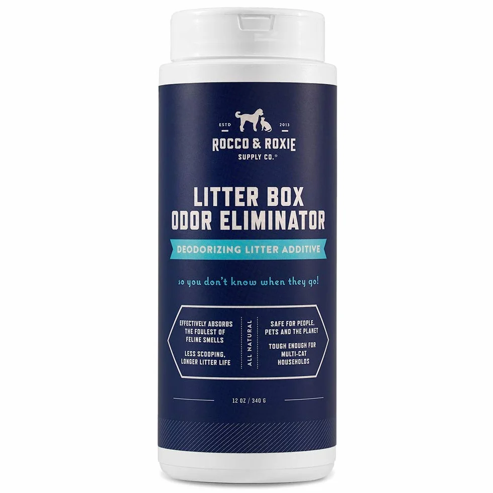 Rocco & Roxie Eliminator zapachów kuwety, najlepszy naturalny dezodoryzator moczu, dezodoryzator do skrzynki dla kotów, kontrola zapachu, pochłaniacz zapachów, bezpieczny dla kotka, 350 ml