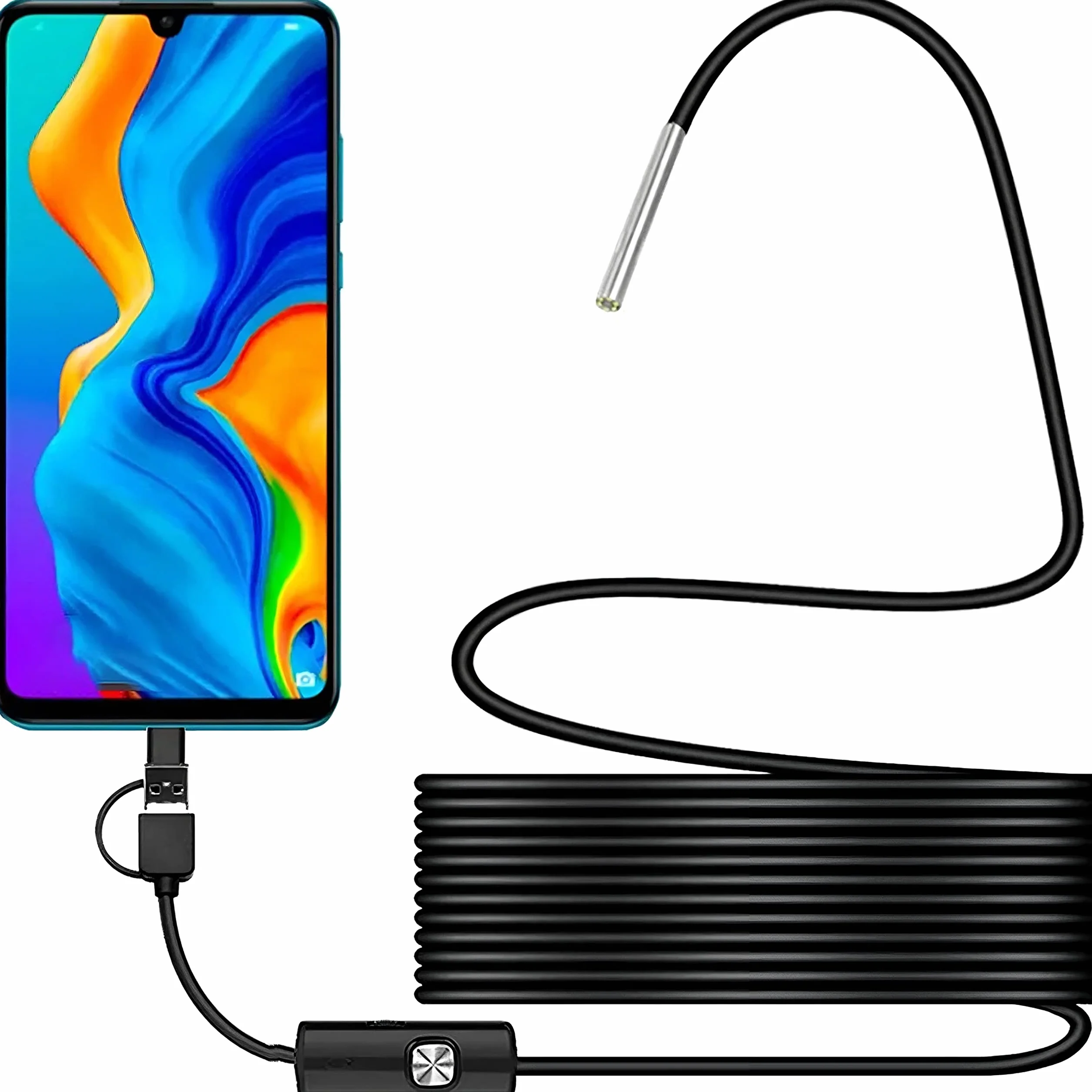 Retoo Endoskop USB-C HD do urządzeń z systemem Android, kamera endoskopowa 3,9 mm z diodami LED, wodoszczelna, megapikselowa kamera inspekcyjna, kabel wężowy do smartfonów, kamera boroskopowa