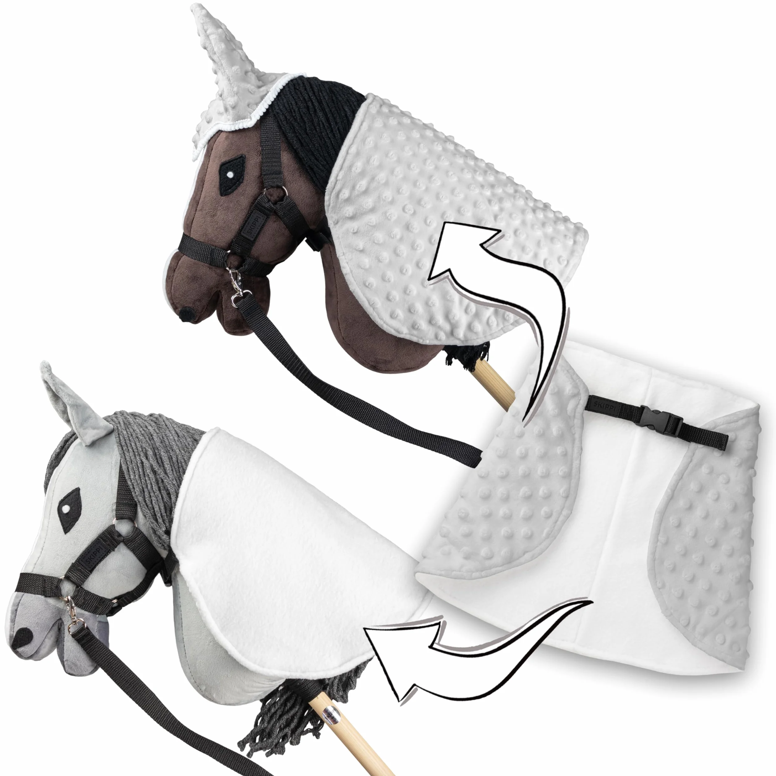 SKIPPI Derka i Nauszniki dla Hobby Horse - Szara, Hobby Horse Akcesoria