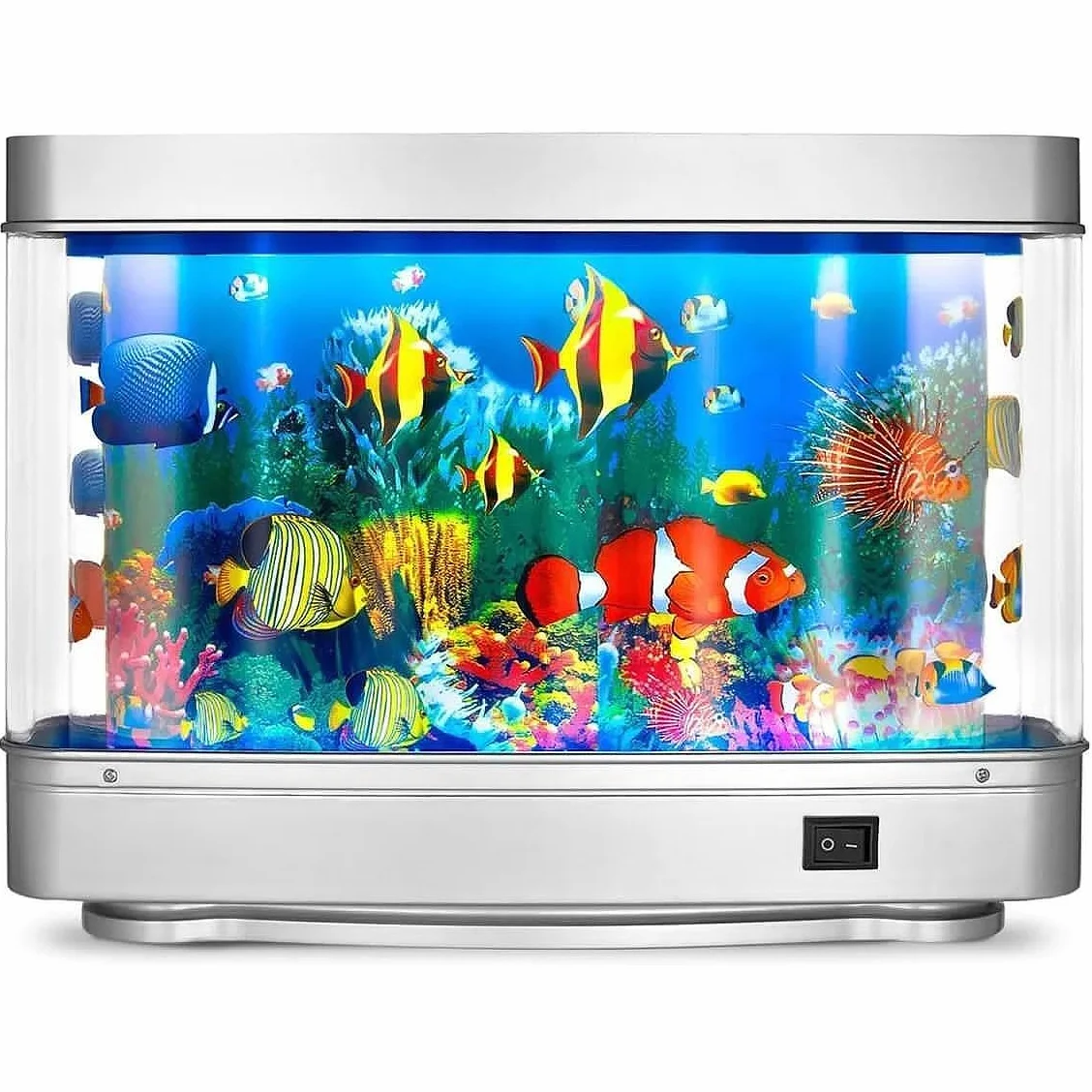 Fake Fish Tank Mini akwarium, sztuczne tropikalne ryby, dekoracyjna lampka nocna do akwarium z ruchomą rybą dla niemowląt, zasilanie USB 5 V