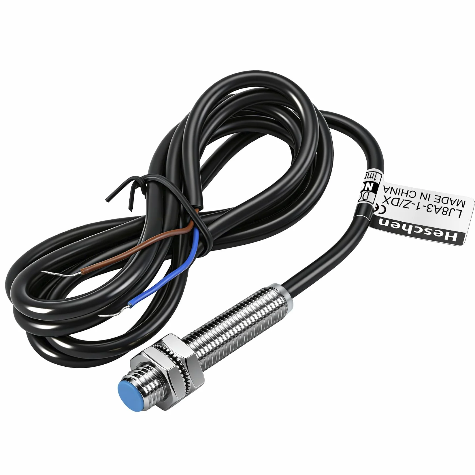 Heschen M8 Indukcyjny czujnik zbliżeniowy przełącznik typ osłony LJ8A3-1-Z/DX detektor 1 mm 10-30VDC 200mA normalnie zamknięty (NC) 2 przewody