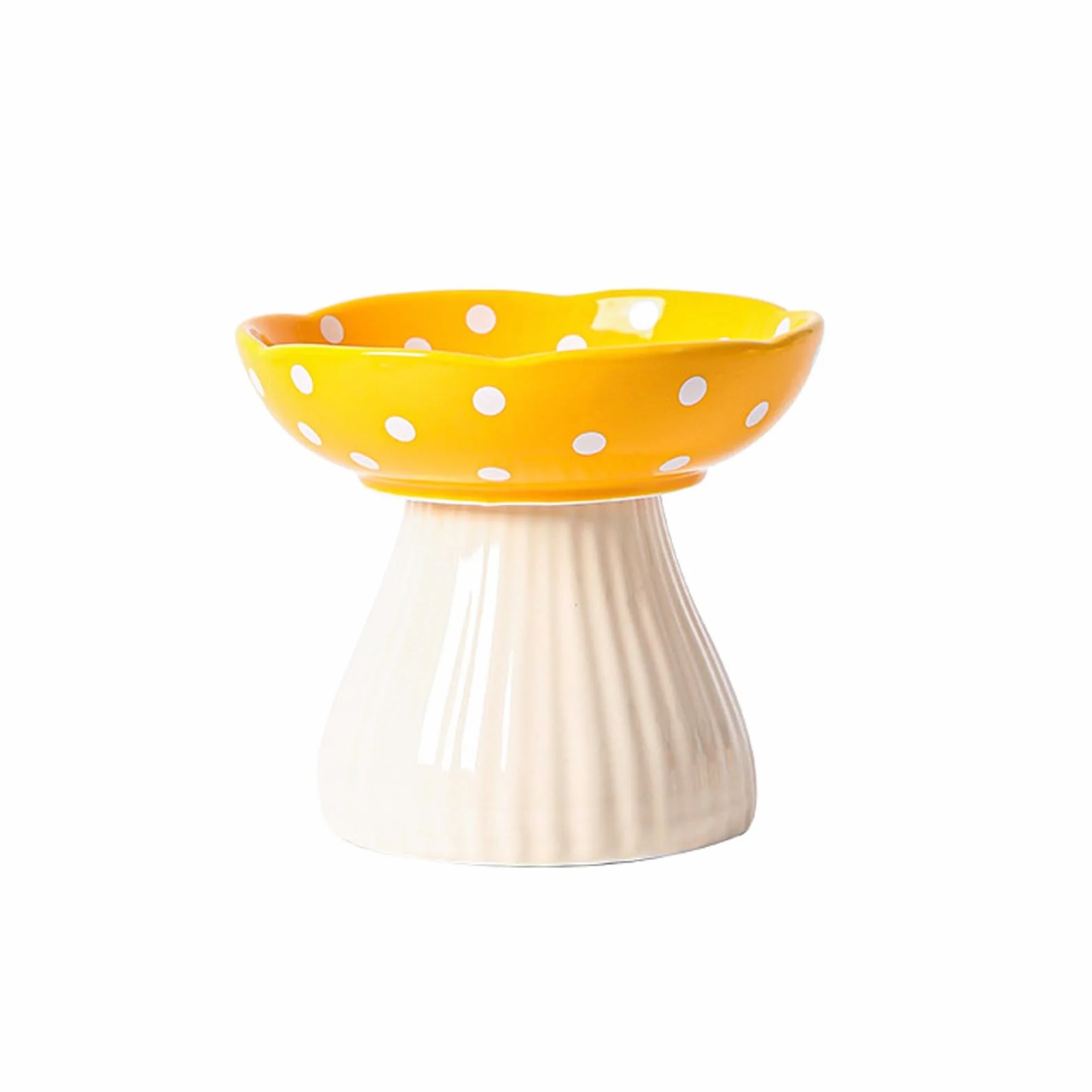Miska dla zwierząt domowych, podwyższona ceramiczna miska dla zwierząt domowych, miska dla małego psa, miski na karmę wodną, podniesione miski dla kotów domowych, sucha/mokra karma (żółta)