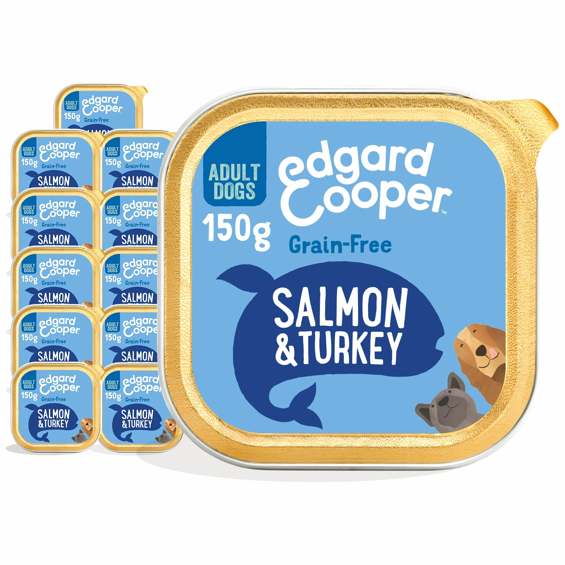 Edgard & Cooper mokra karma dla dorosłych psów, pasztet, naturalna, bez zbóż, 150 g x 11 szt., łososia i indyka, świeża, zdrowa żywność, smaczne i zrównoważone, świeże mięso
