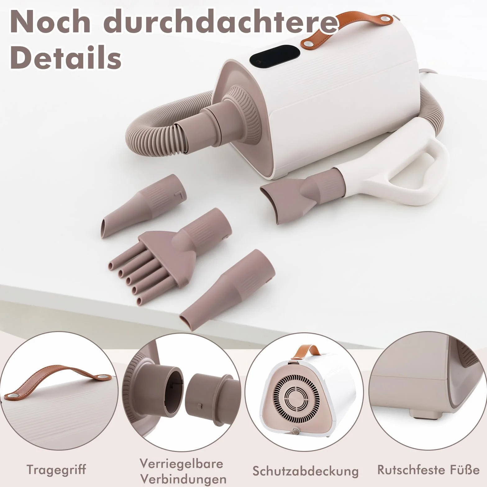 COSTWAY Suszarka dla psów 1700W, 4 dysze | wskaźnik LED | regulowana prędkość i temperatura | cicha, dmuchawa do pielęgnacji dla psów i kotów, suszarka Pet Dryer Blower, biała