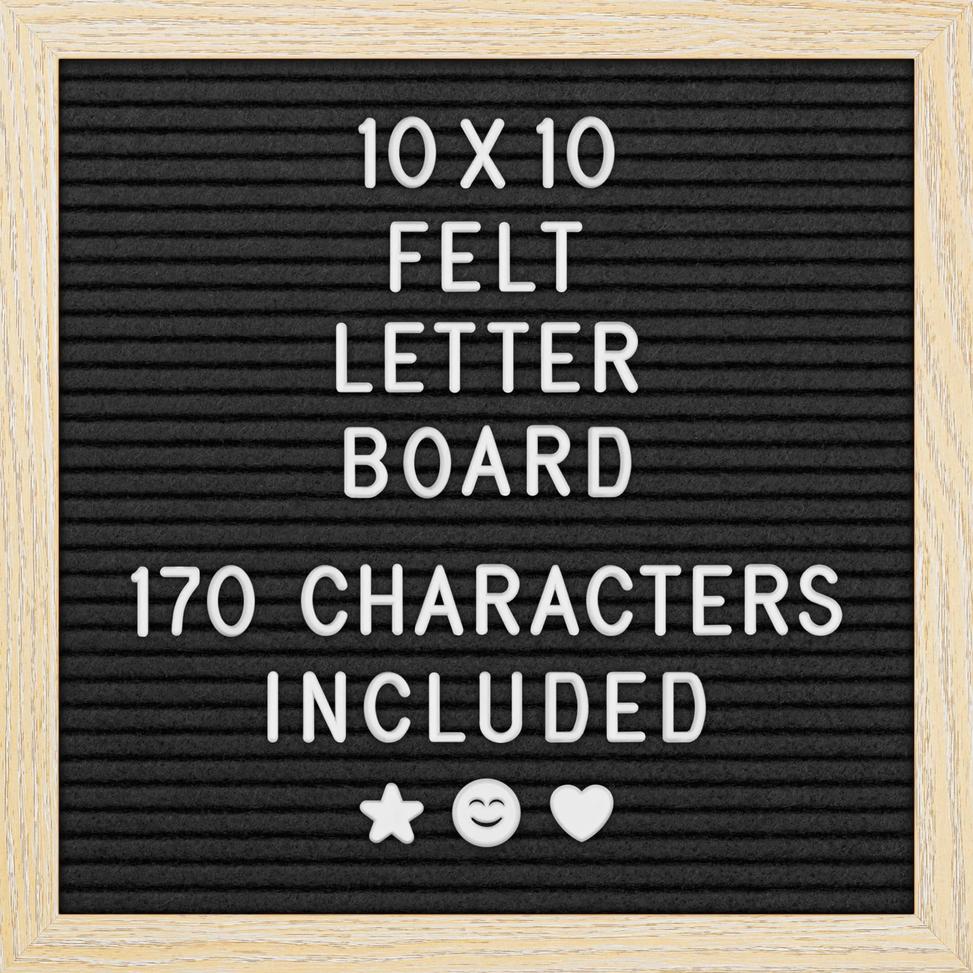 Felt Letter Board 25x25cm Black 170 Letters Numbers Emojis Customisable Message Letterboard Wooden Frame for Home