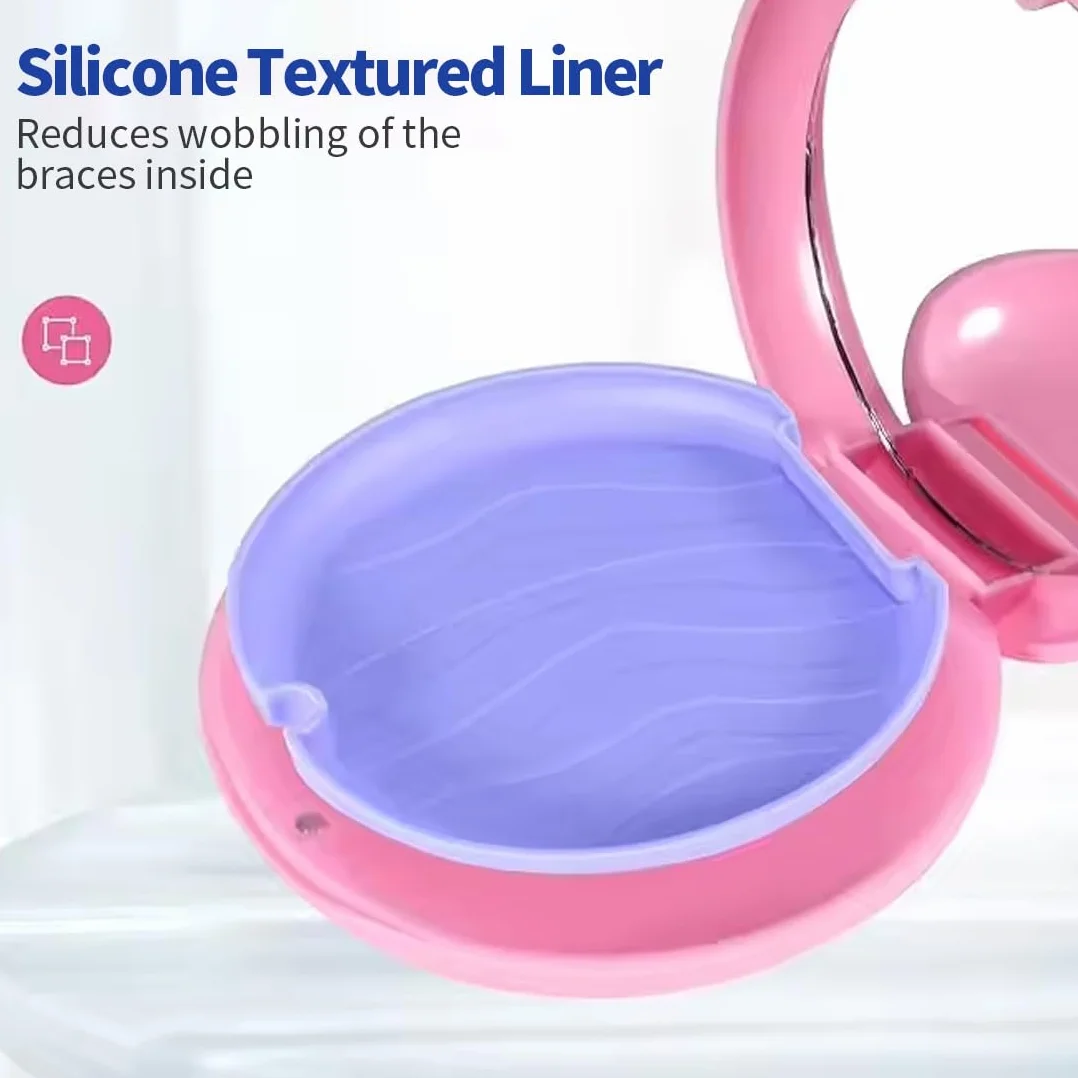Pojemnik na aparat dentystyczny Invisalign 2 sztuki z lustrem silikonowy różowy biały