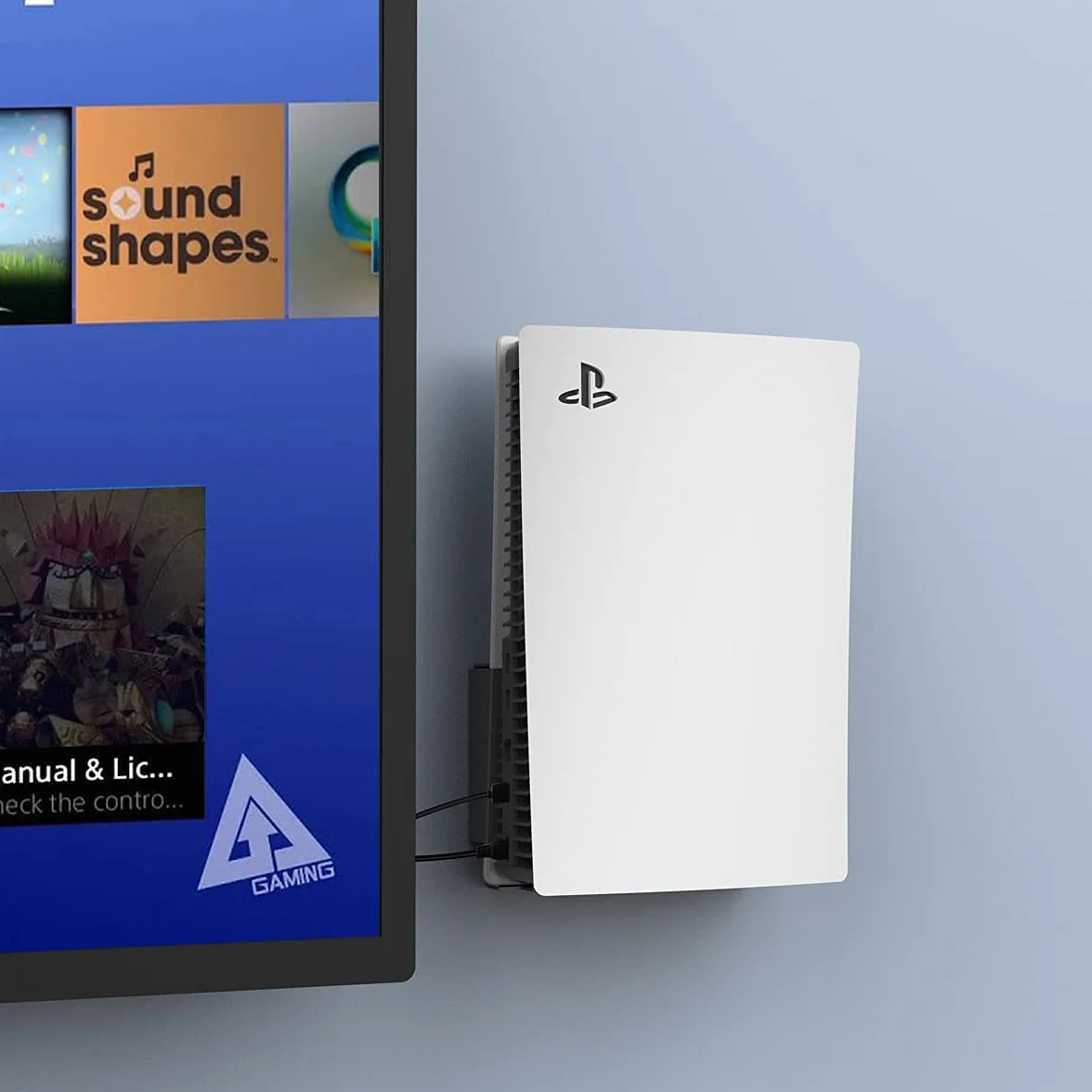 Monzlteck Wall Mount for PS5 Original Disc and Digital, All Metal Vertical Hanging, Space Saver, Easy to Install Black