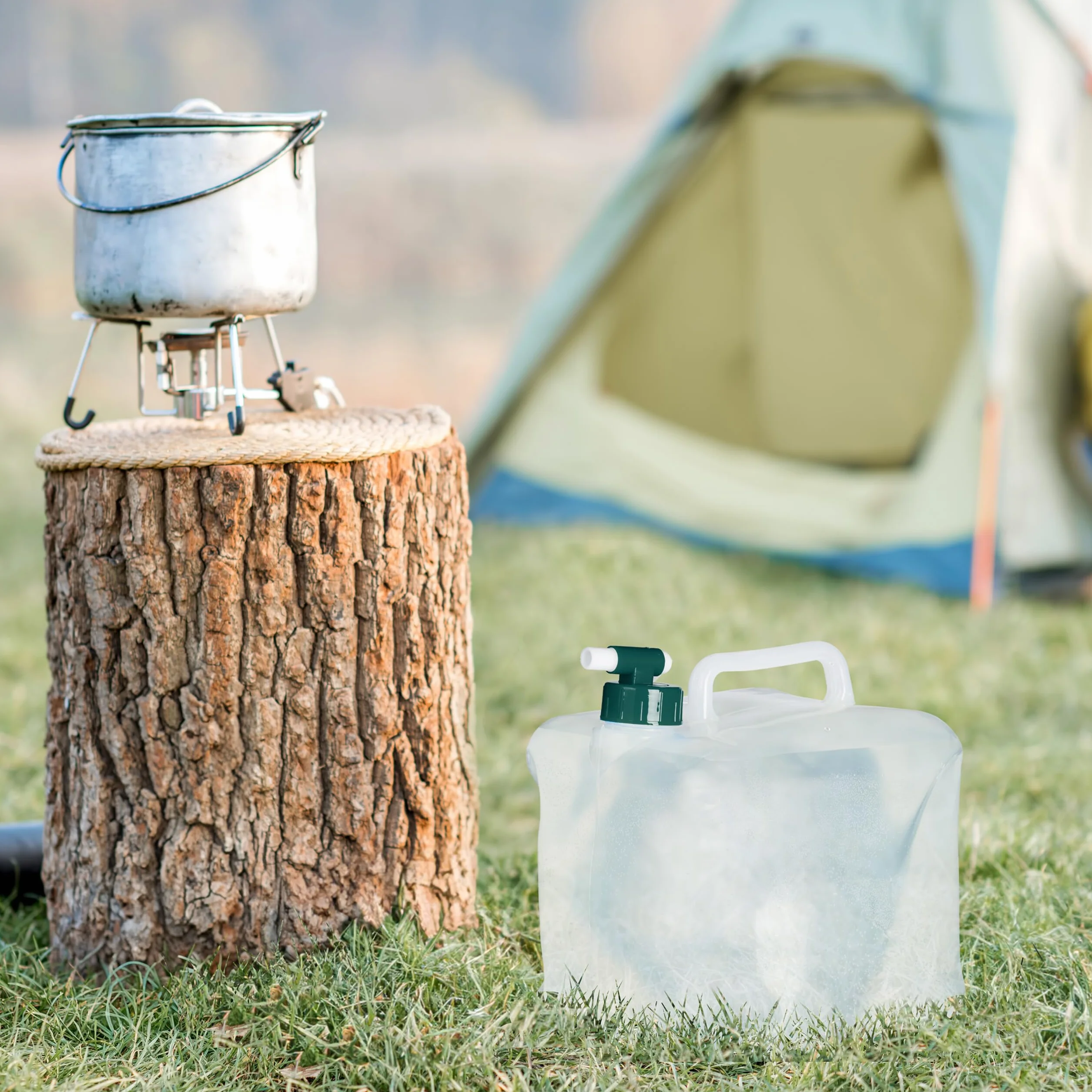 Relaxdays, Przezroczysty/zielony składany kanistr na wodę, zestaw 3 sztuk, 20 l, kanister z kranikiem, nie zawiera BPA, neutralny smakowo