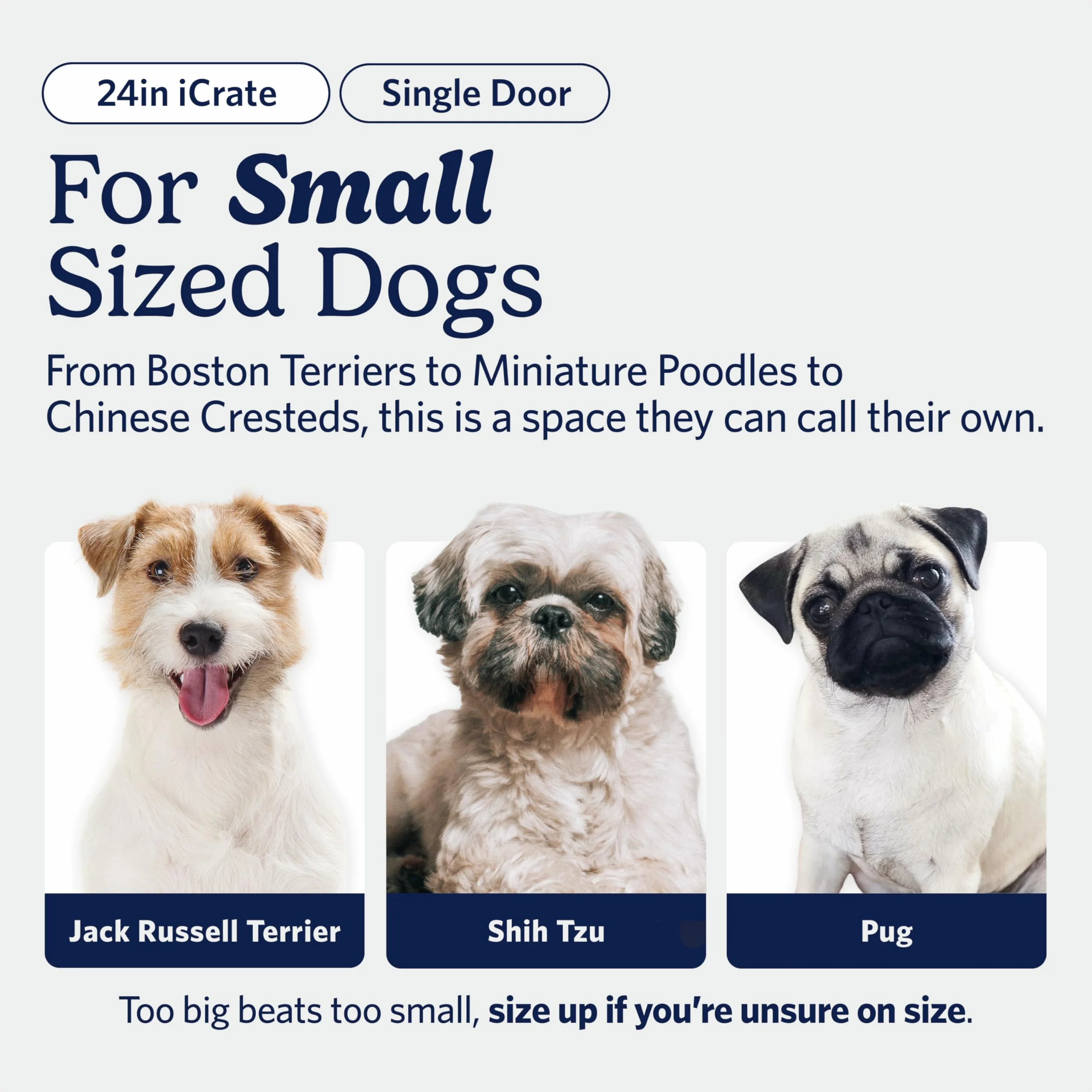 MidWest Homes for Pets Nowo ulepszona pojedyncza skrzynia dla psa iCrate o długości 60,96 cm, zawiera szczelną patelnię, nóżki chroniące podłogę, panel działowy i nowe opatentowane funkcje, niebieski,