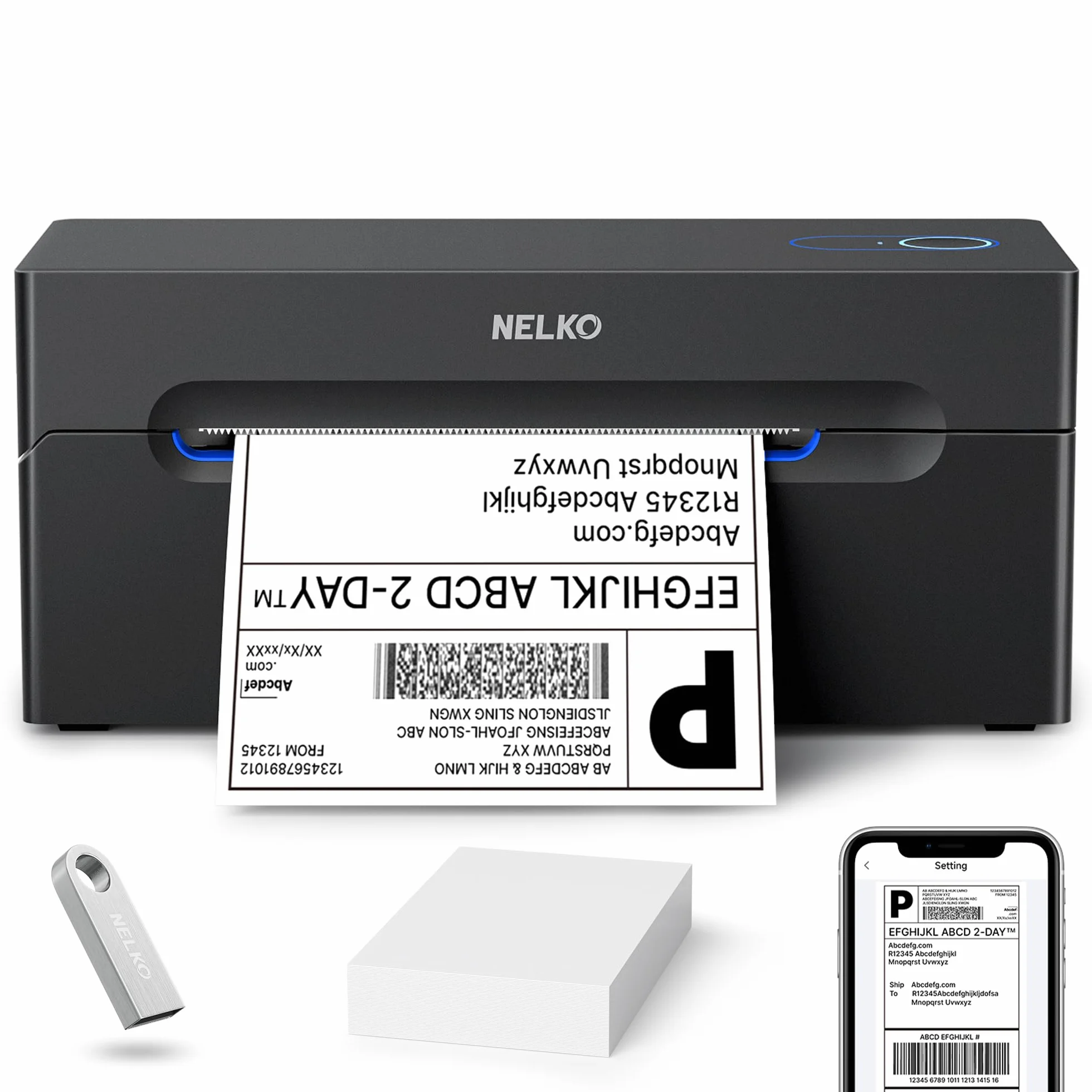 Nelko bezprzewodowa drukarka etykiet termiczna 4x6 cali Bluetooth kompatybilna Android iPhone Windows