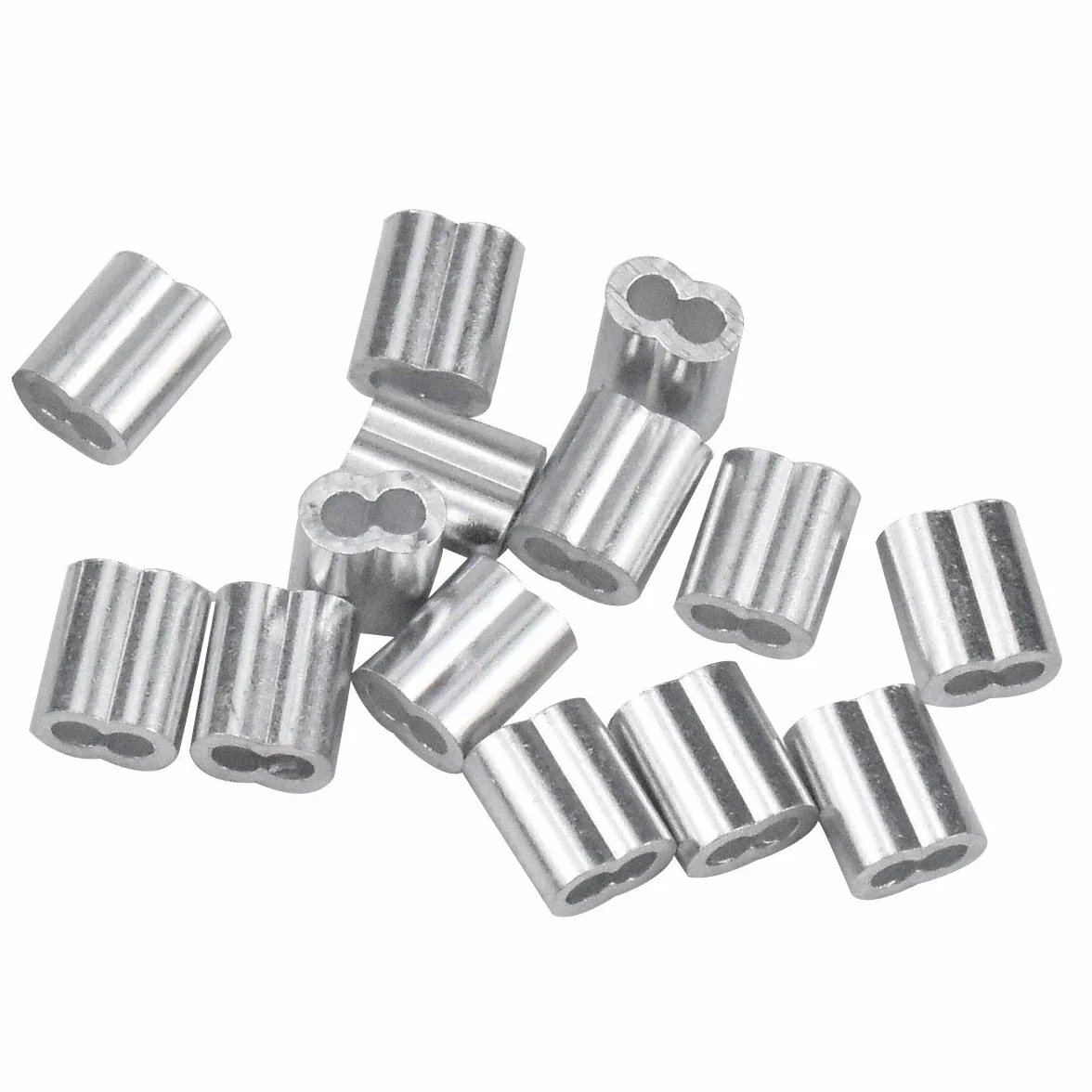 Aluminiowe klipsy zaciskowe 2 mm do lin stalowych srebrne