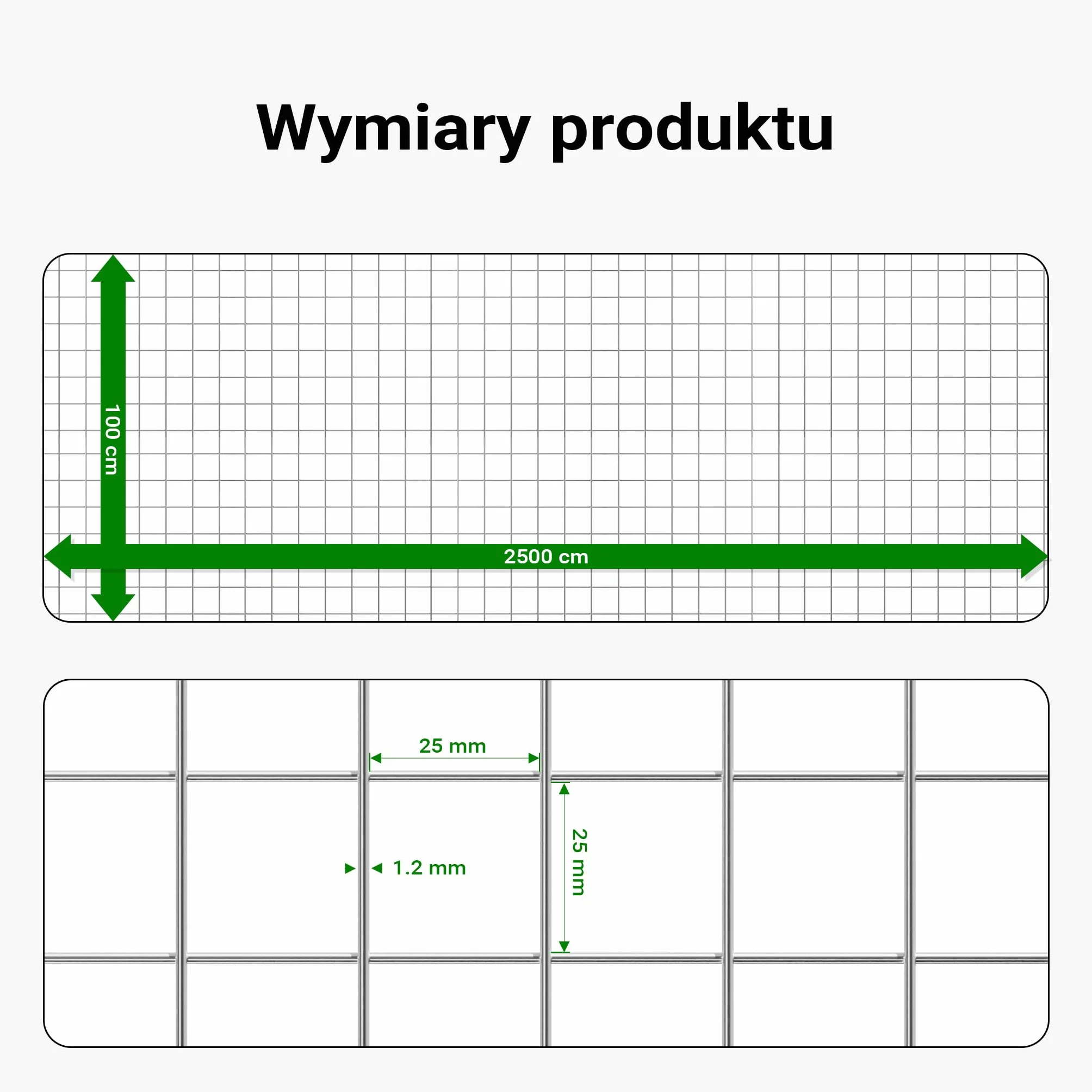 Wiltec Siatka ogrodzeniowa ocynkowana 1x25 m, stalowa siatka leśna 1,2 mm, oczka 25x25 mm