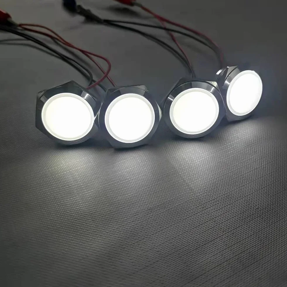 Gebildet 4 szt. AC/DC 12-24 V 20 mA Wskaźnik Oszczędzania Energii Metalowy Wskaźnik Swietlny Wodoodporna lampa Sygnalizacyjna Rozmiar Otworu 22mm Biała Dioda LED (sferyczna głowica powierzchniowa)