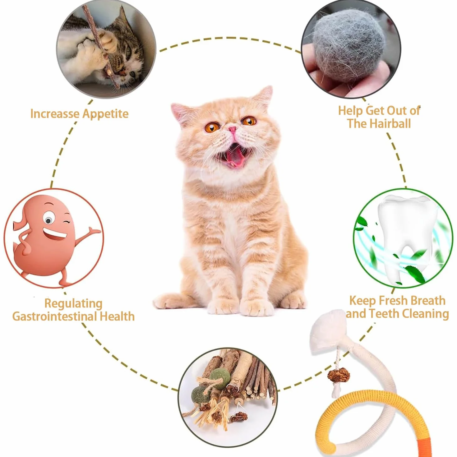 9 Pcs Kitten Teething Toy（6 Pcs Cats Chew and 3 Pcs Cat Rope Toy）Catnip Toys for Cats丨Kitten Chew Toys for Indoor Cat Teeth Cleaning Teething and Stress Release