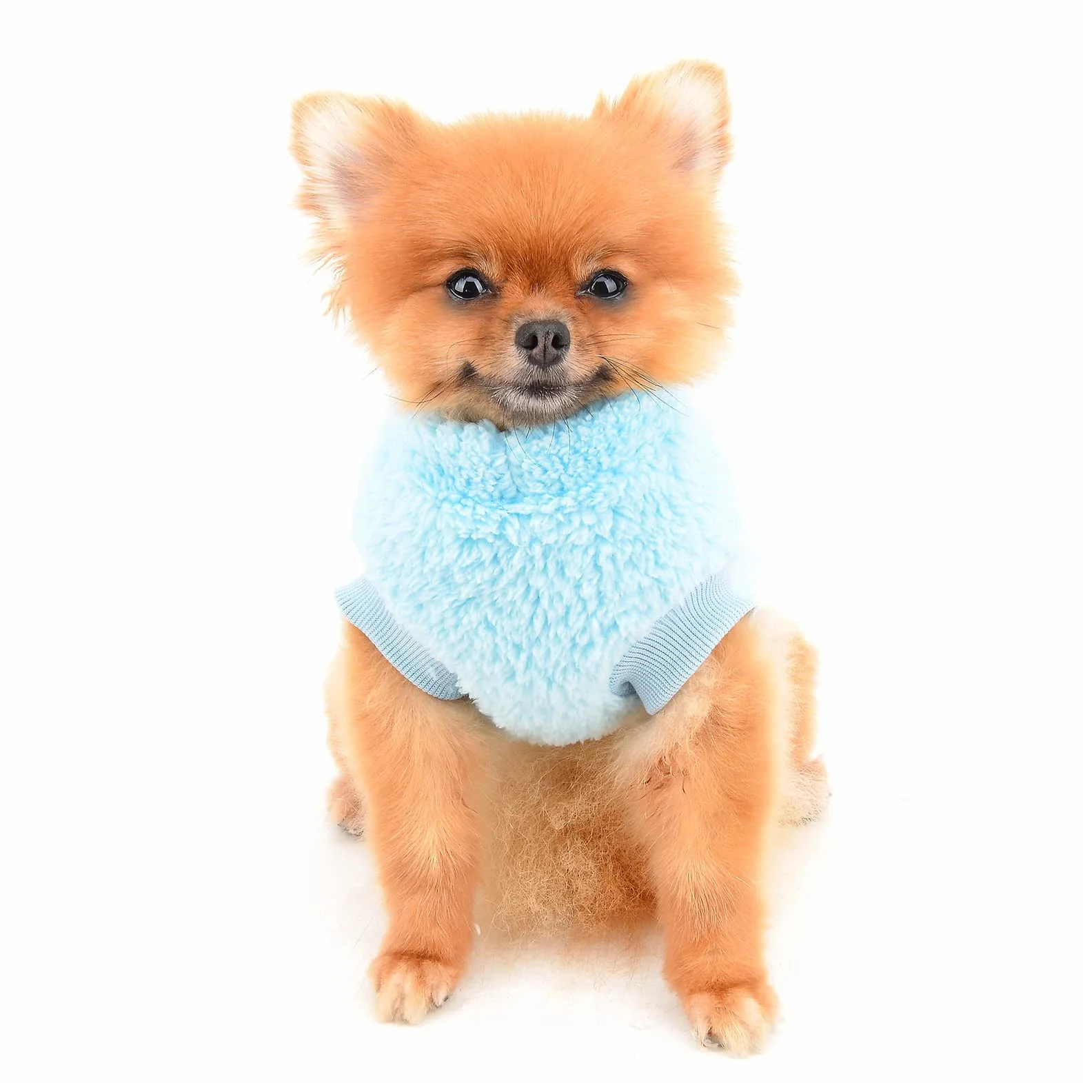 SMALLLEE_LUCKY_STORE Sweter polarowy typu sherpa kamizelka golf sweter z pierścieniem w kształcie litery D miękka bluza dla małych psów, kotów, szczeniaków, chłopców, dziewcząt, yorki, chihuahua,