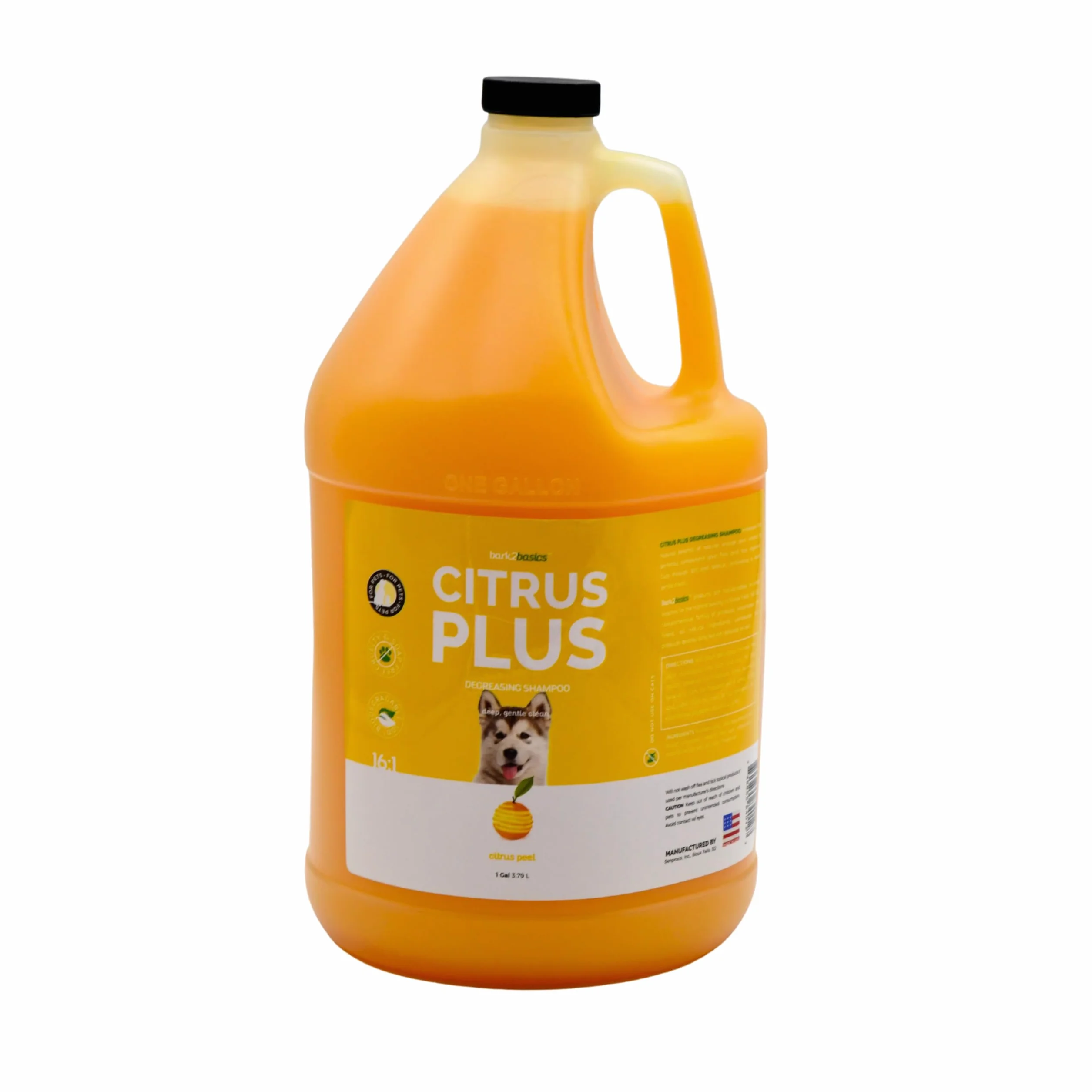 Bark2Basics Zitrus Plus szampon dla psów, 1 galon, D-limonen, precyzyjnie skoncentrowany, tnie brud i tłuszcz, bez mydła, w 100% biodegradowalny