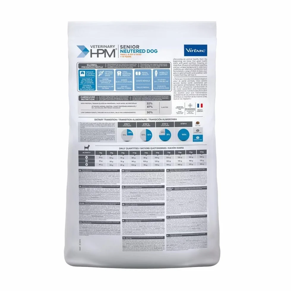 Virbac Veterinary HPM Vet Dog Senior Neutered S & Toy karma dla psów 1,5 kg