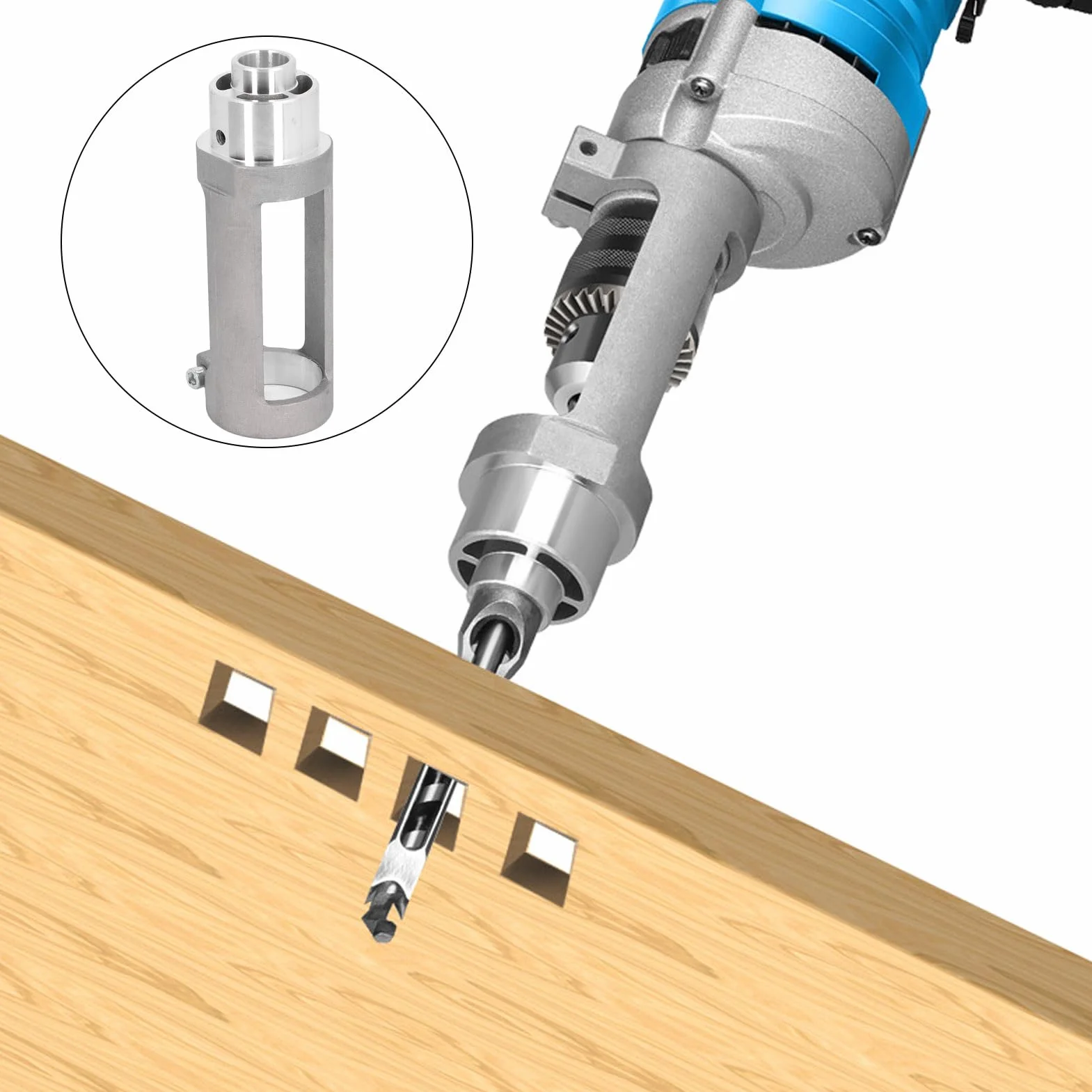 Adapter Wiertła do Otworów Kwadratowych 38-43 mm, Nasadka do Dłutowania Aluminiowa do Wiertarki Ręcznej