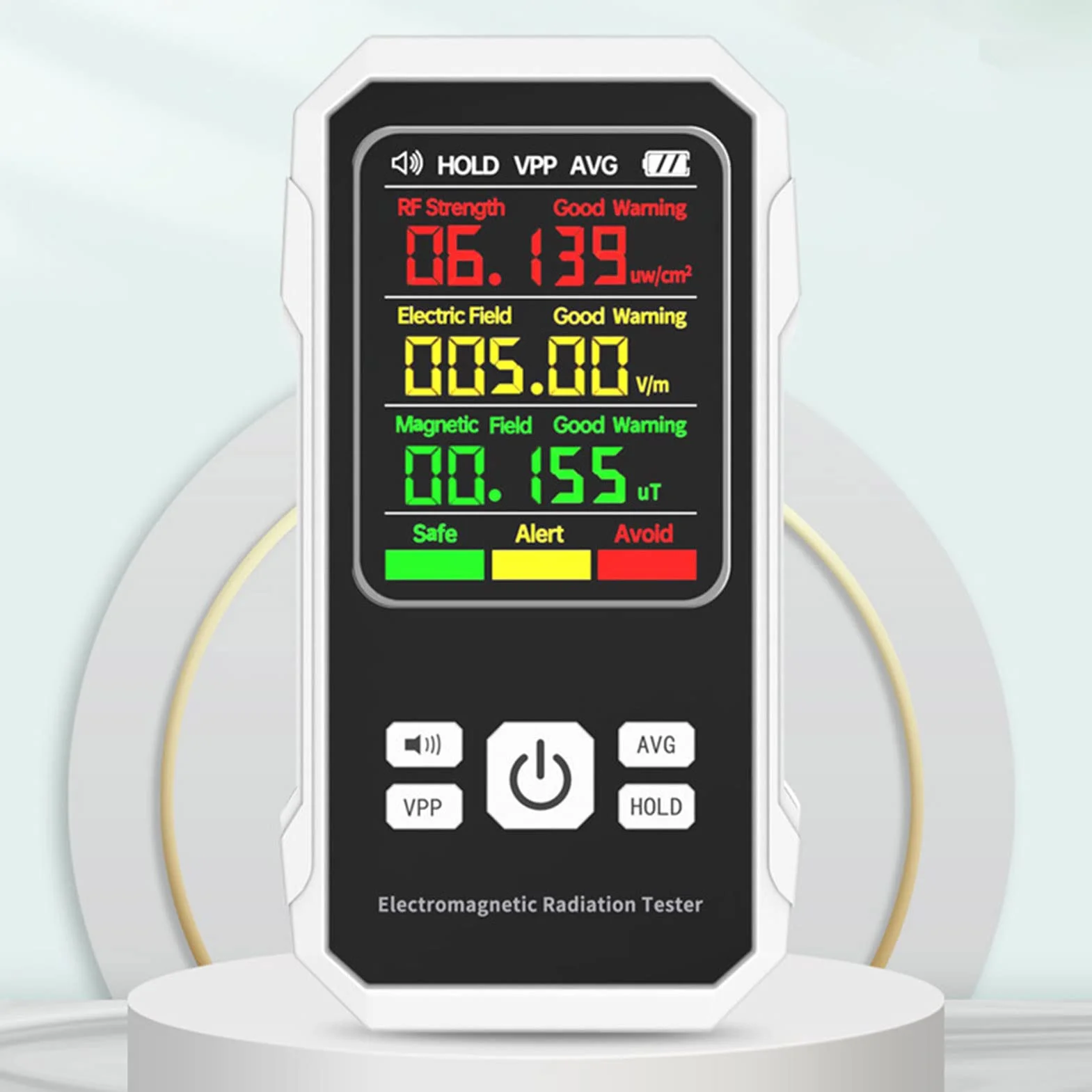 Ręczny Detektor Promieniowania, Cyfrowy Licznik Geigera Monitor Promieniowania RF Tester Promieniowania Elektromagnetycznego Ręczny Miernik Promieniowania dla Domu, Biura, Fabryki (Biały)