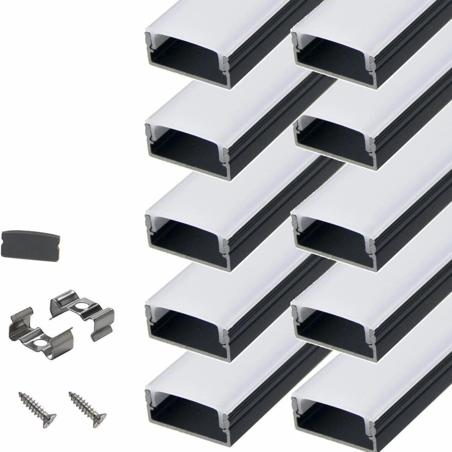 Czarny kanał aluminiowy do listwy 16 mm 10 szt. 1 m z profilami montażowymi