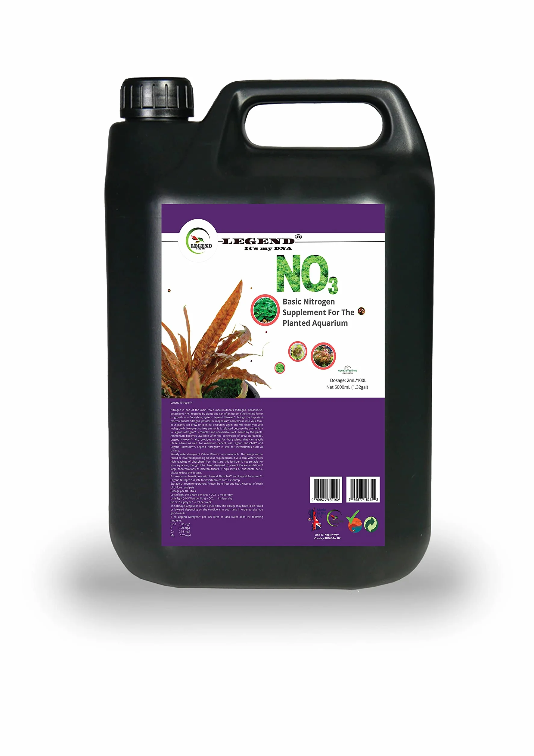 Legend Nitrogen No3 100 ml, 250 ml, 500 ml, 1000 ml Suplement nawozu do sadzenia roślin akwariowych (5000 ml)