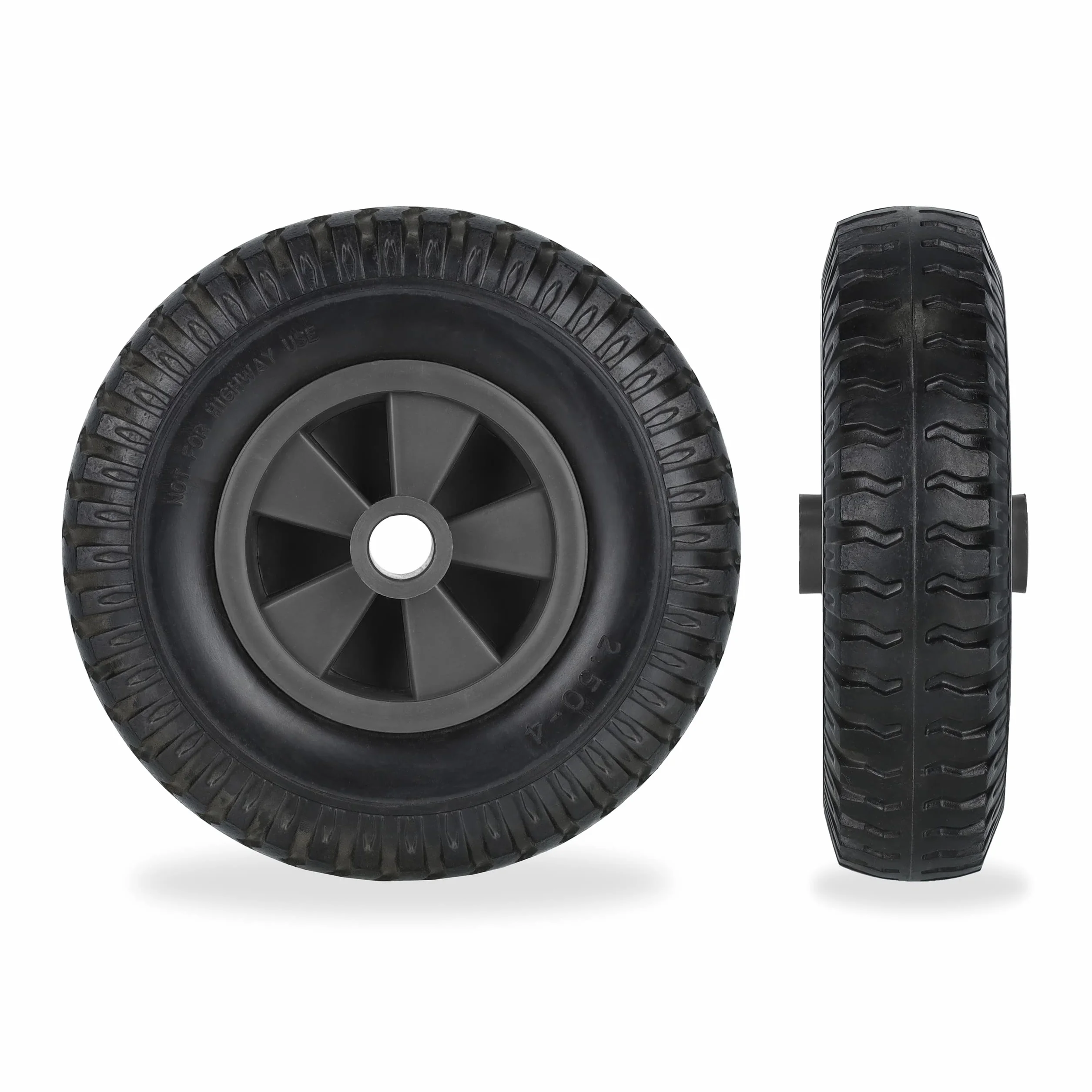Relaxdays Koło do taczki 2.50-4, zestaw 2 sztuk, pełne koło gumowe, tworzywo sztuczne, koło zapasowe, taczka, odporne na przebicie, 80 kg, czarne
