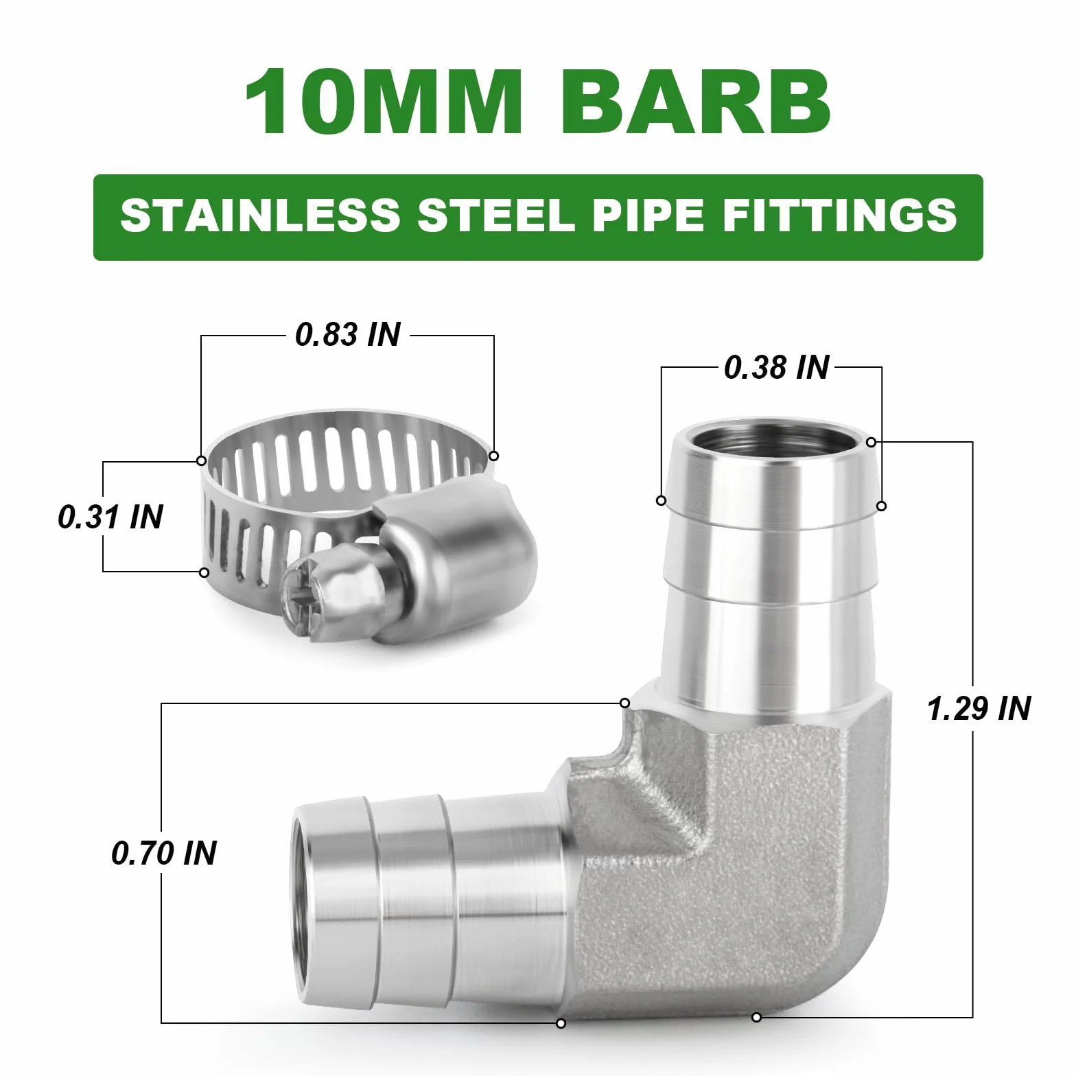 TAISHER 304 stal nierdzewna kolankowa 90 stopni 10mm Barb x 10mm Barb armatura do paliwa z zaciskami węża