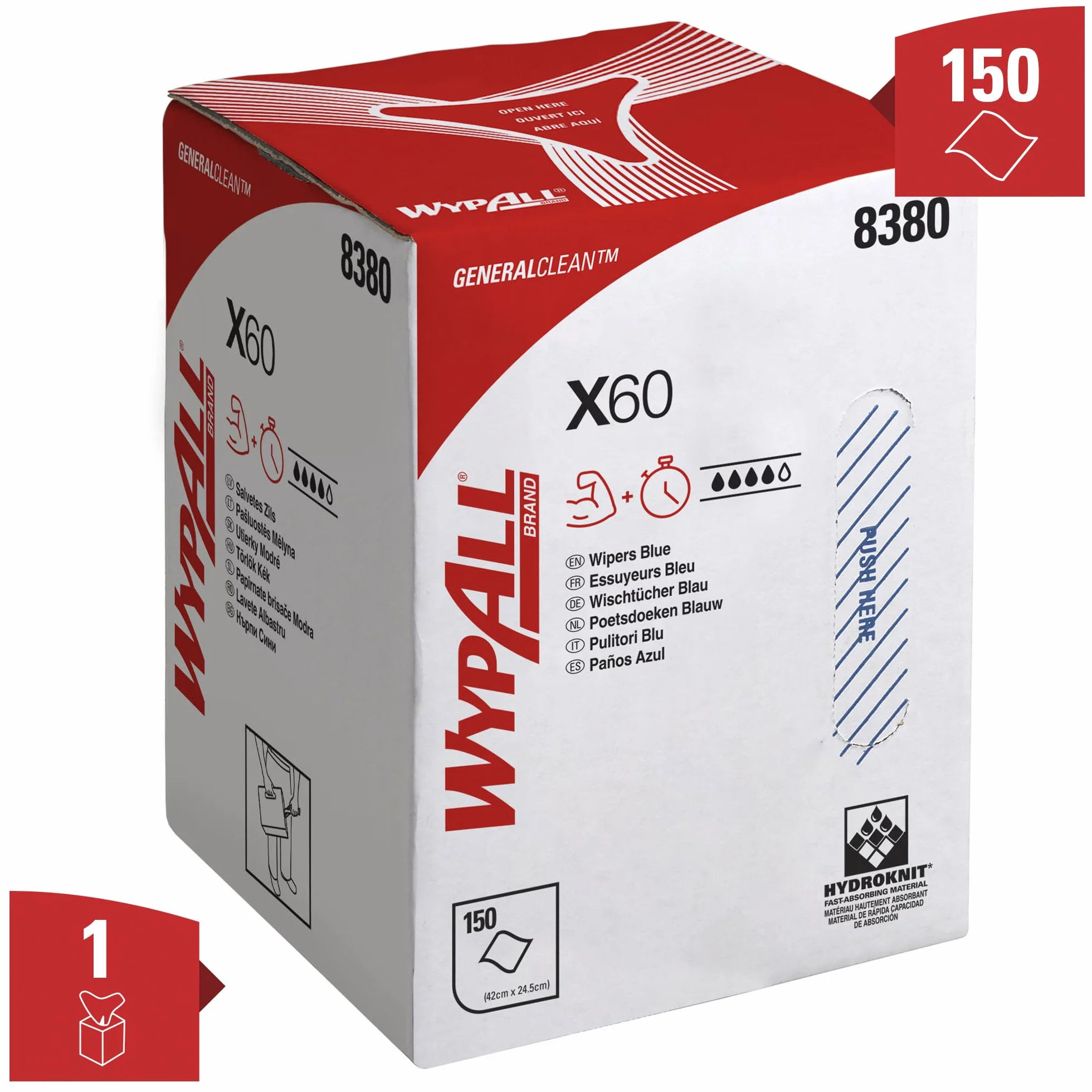 WypAll X60 Ściereczki czyszczące 8380 rolka niebieska 150 sztuk
