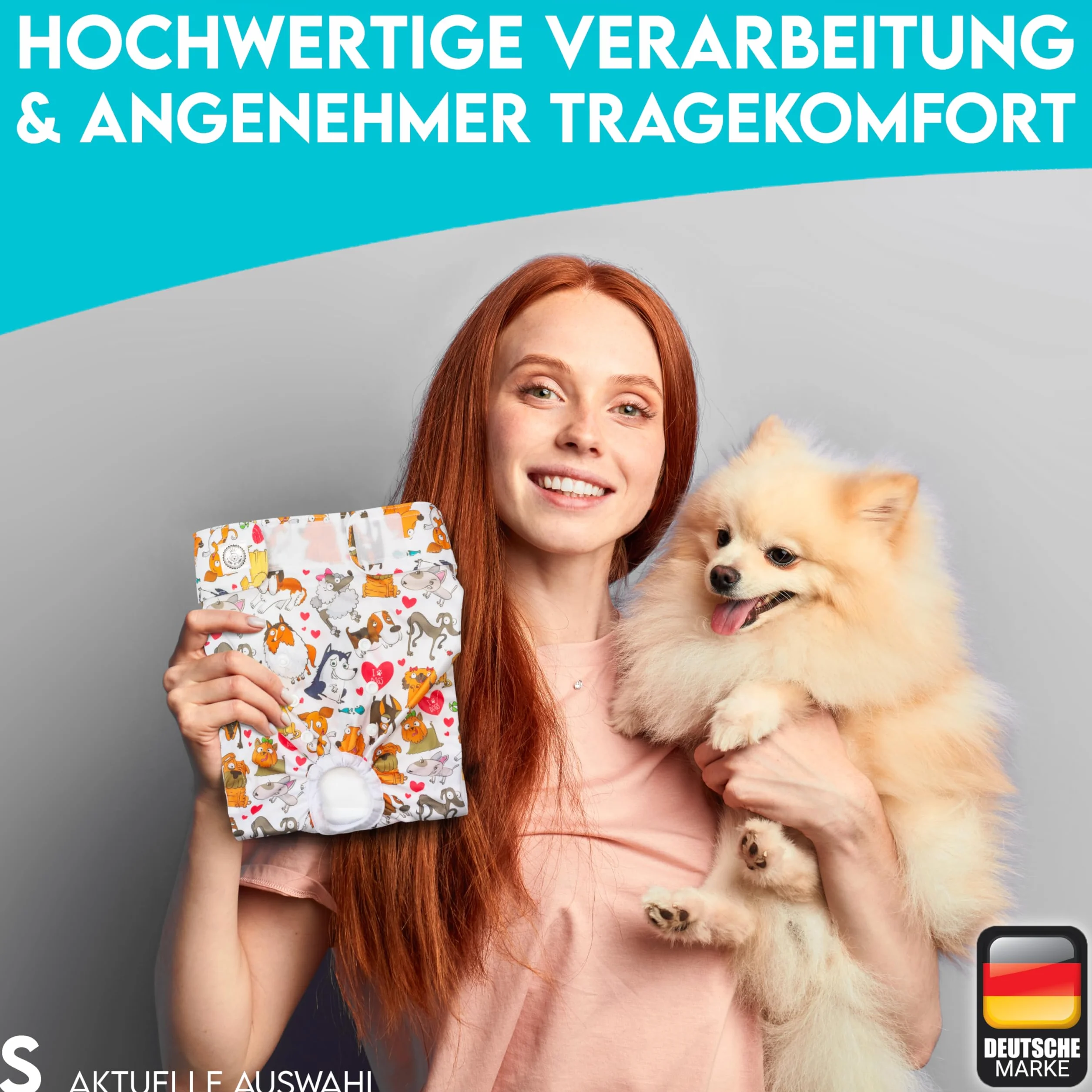 HUND IST KÖNIG Pieluchy dla suczek (3 sztuki) - Wysoce absorpcyjne spodnie na cieczkę dla suczek z 3-stopniową regulacją - Ekologiczne pieluchy dla psów, spodenki na cieczkę i nietrzymanie moczu