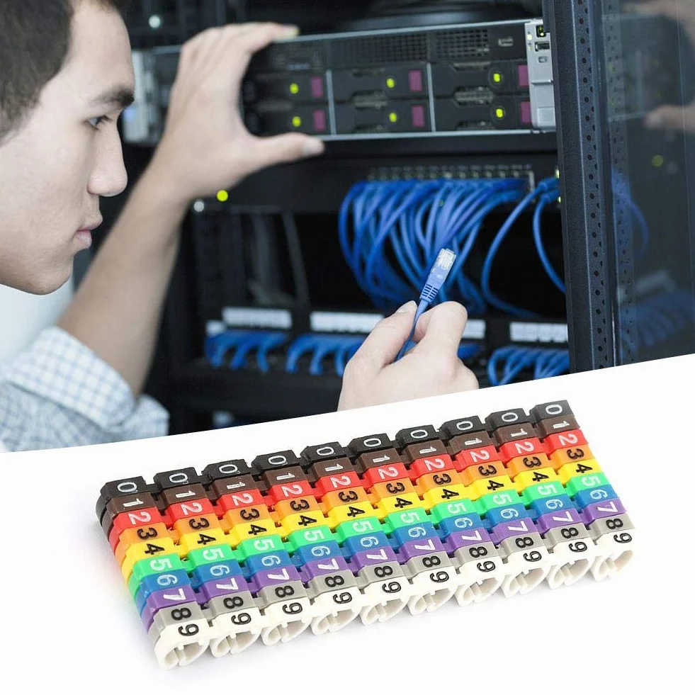 Precyzyjnie wykończona rura znacznika do kabli, prosty numer drutu z tworzywa sztucznego, (100 szt. -6 mm 6 kwadratów)