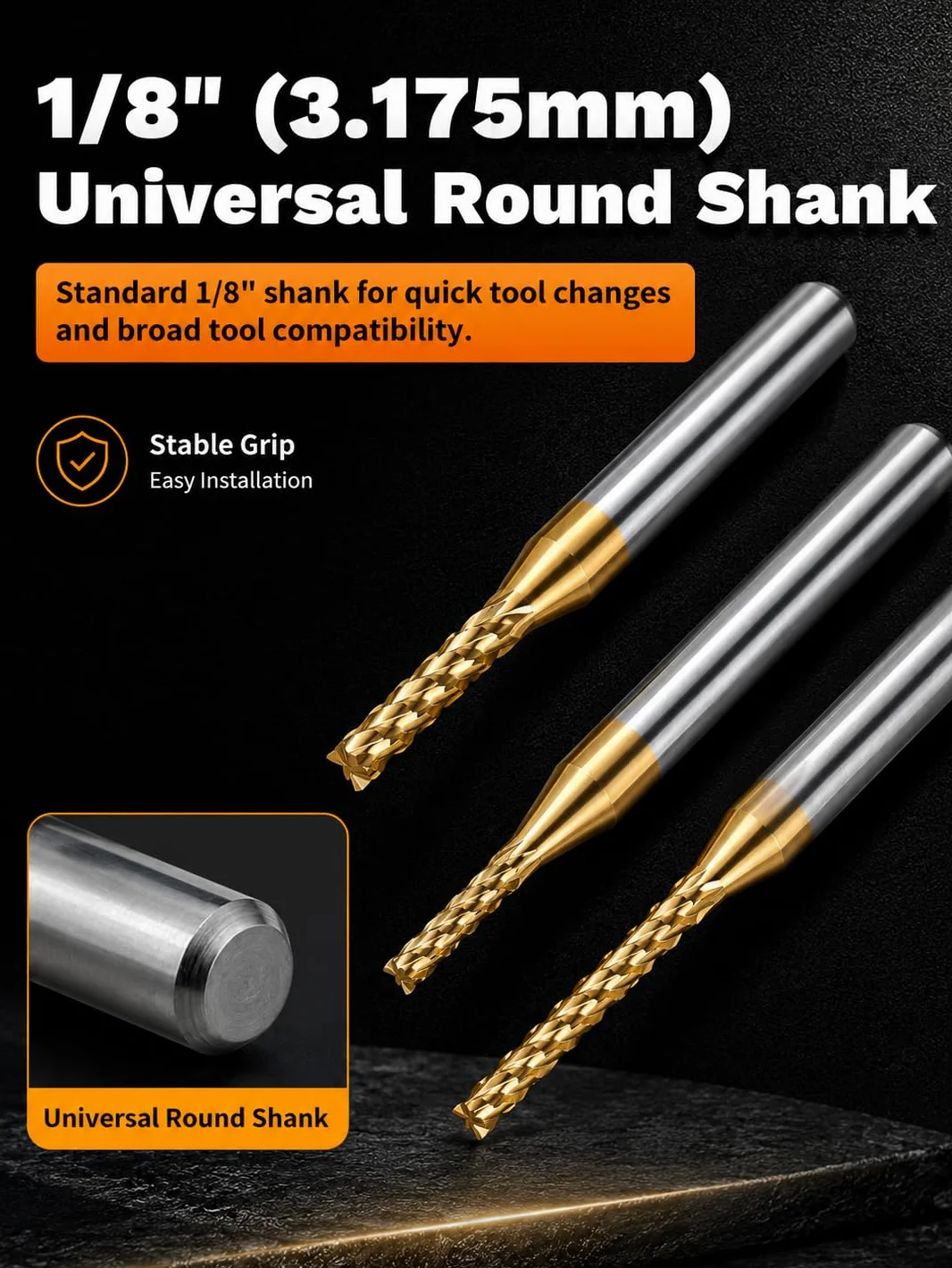 VOBOR 10 sztuk frezów CNC 1-3 mm, powlekane tytanem, 1,0 mm, 1,5 mm, 2,0 mm, 2,5 mm, 3,0 mm, 2 sztuki do typu, frezy do metalu do płytek drukowanych, metal, plastik
