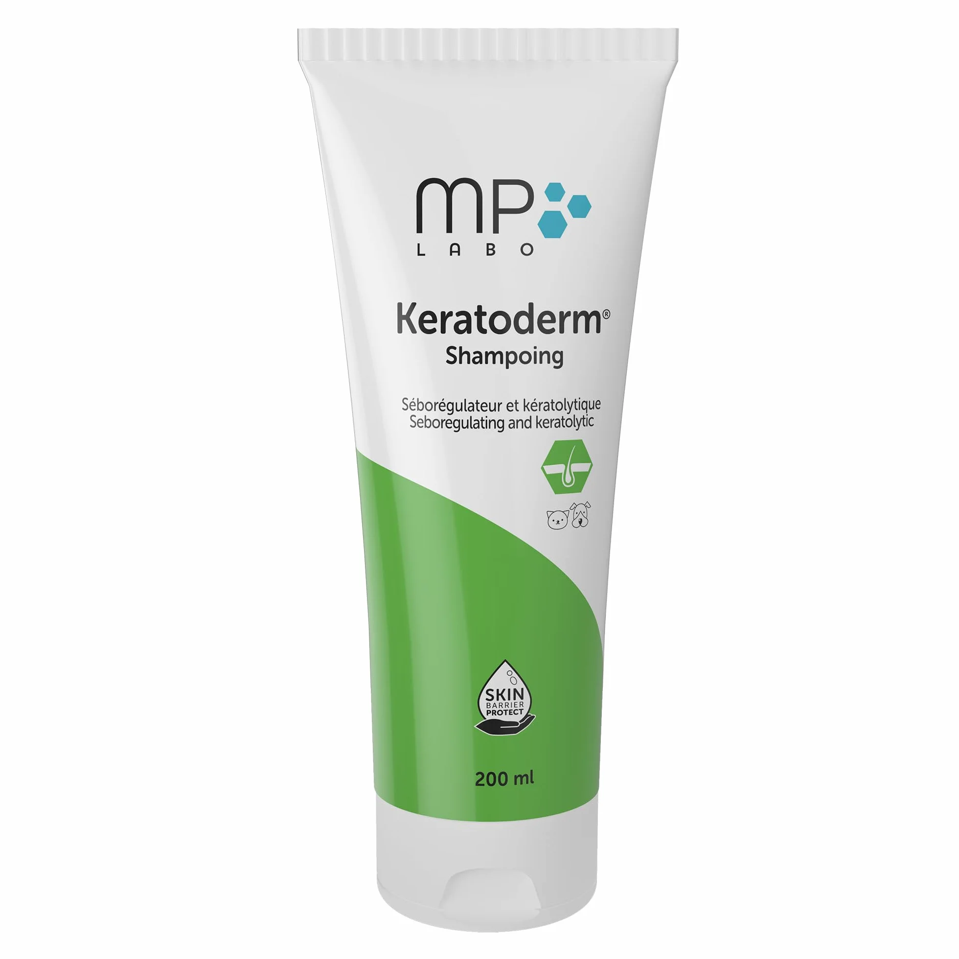 MP Labo Keratoderm® Szampon 200 ml – regulujący wydzielanie sebum i złuszczający – technologia Skin Barrier Protect™ – dla psów i kotów